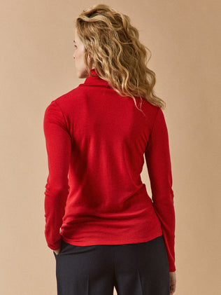 T-shirt col roulé femme jersey de laine