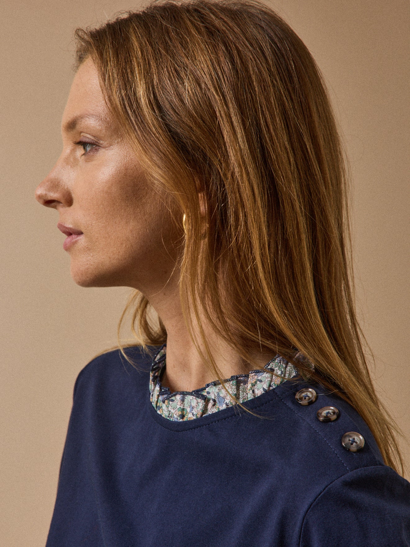 Damesshirt met kraagje in Liberty-stof