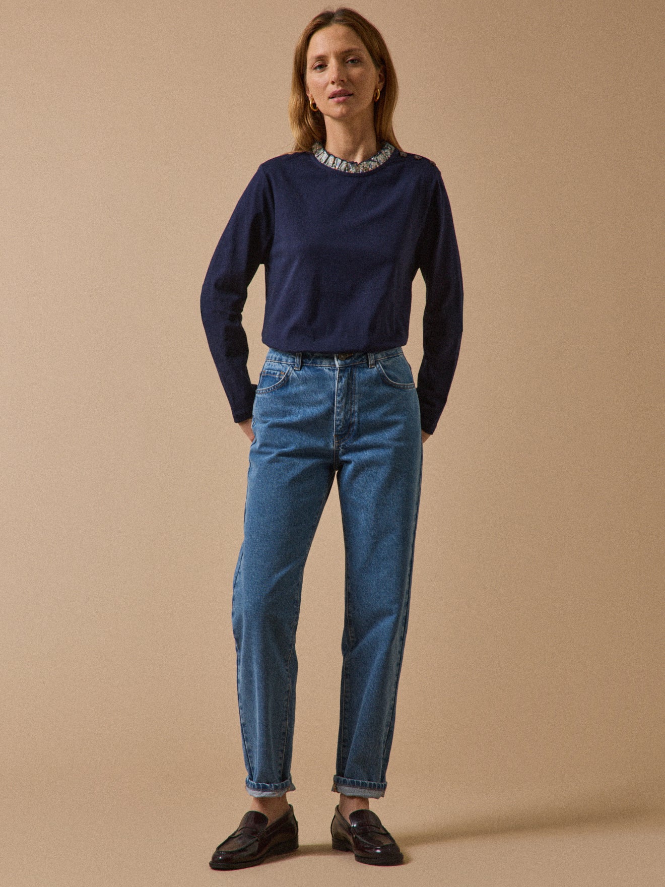 Damesshirt met kraagje in Liberty-stof