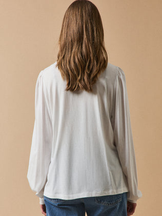 Damesshirt met borduursel en knopen - modal en biokatoen