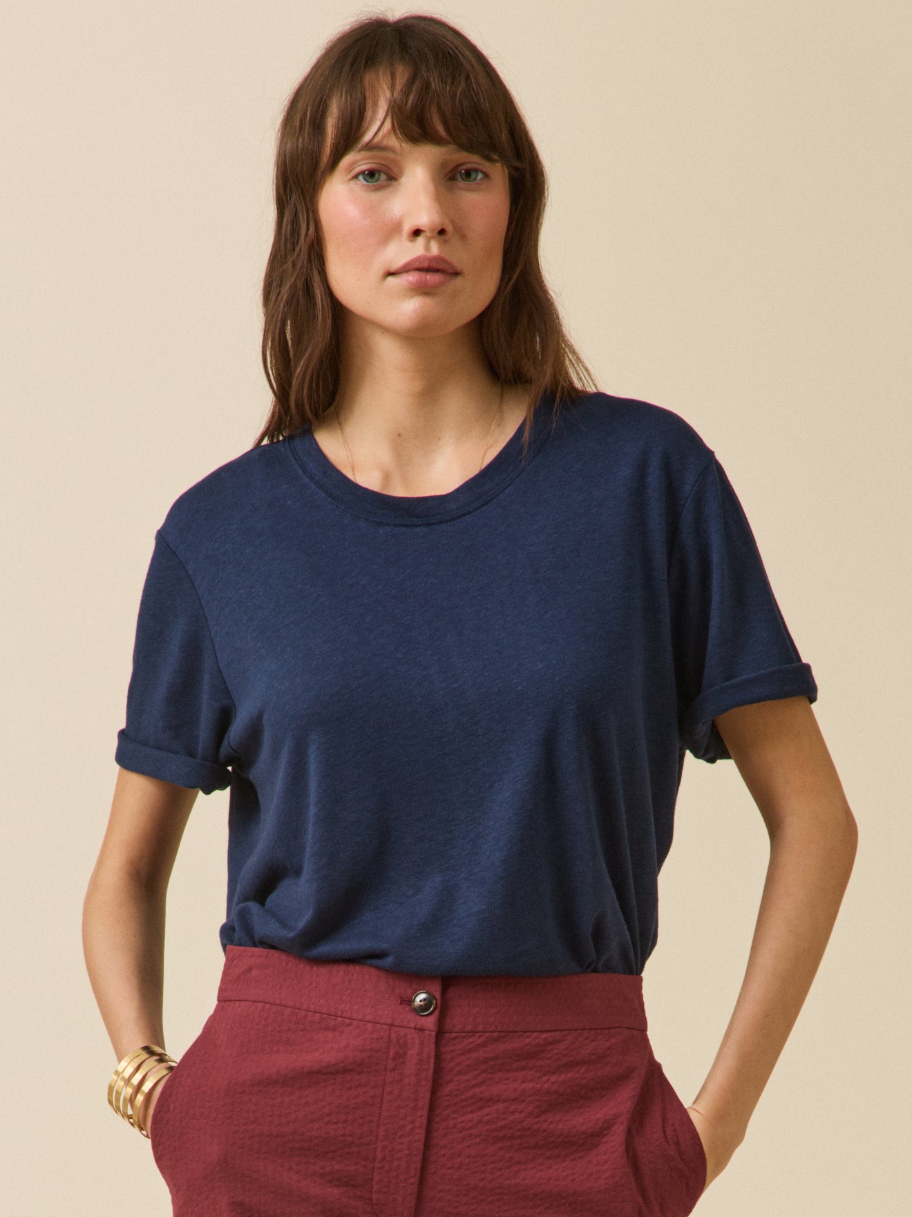 Damesshirt in linnen en viscose