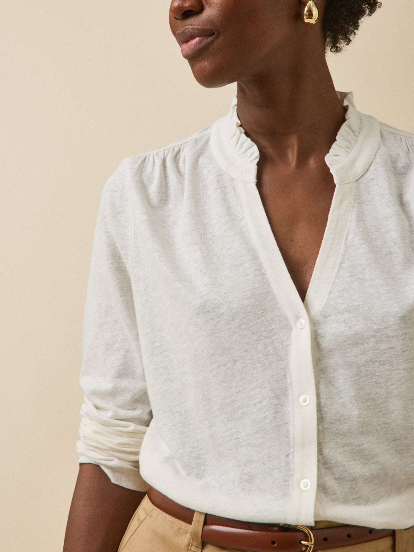 Damesshirt met knoopsluiting - linnen en viscose