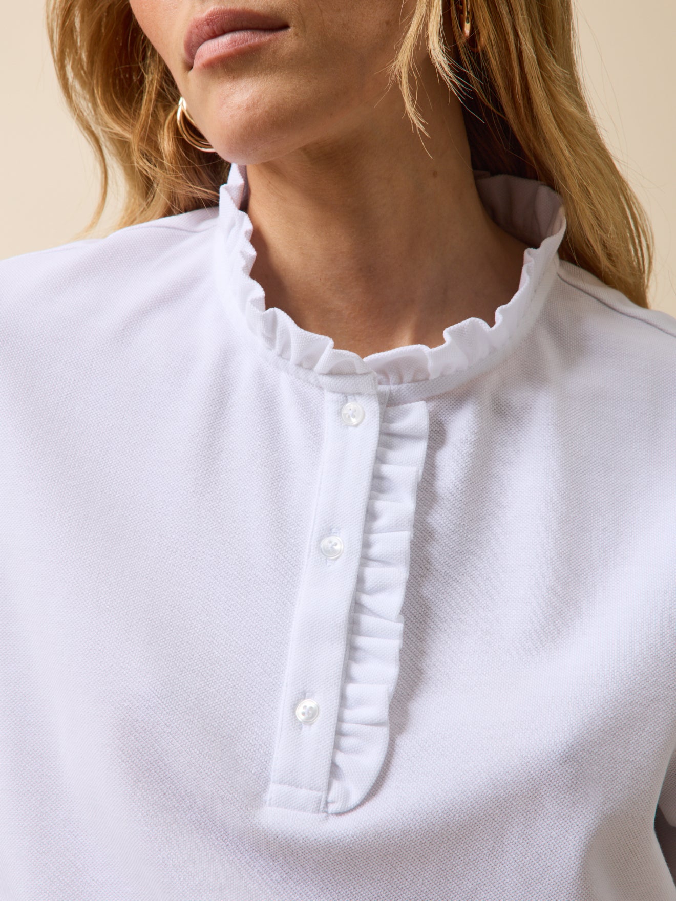 Damespolo met strookjes - piquétricot