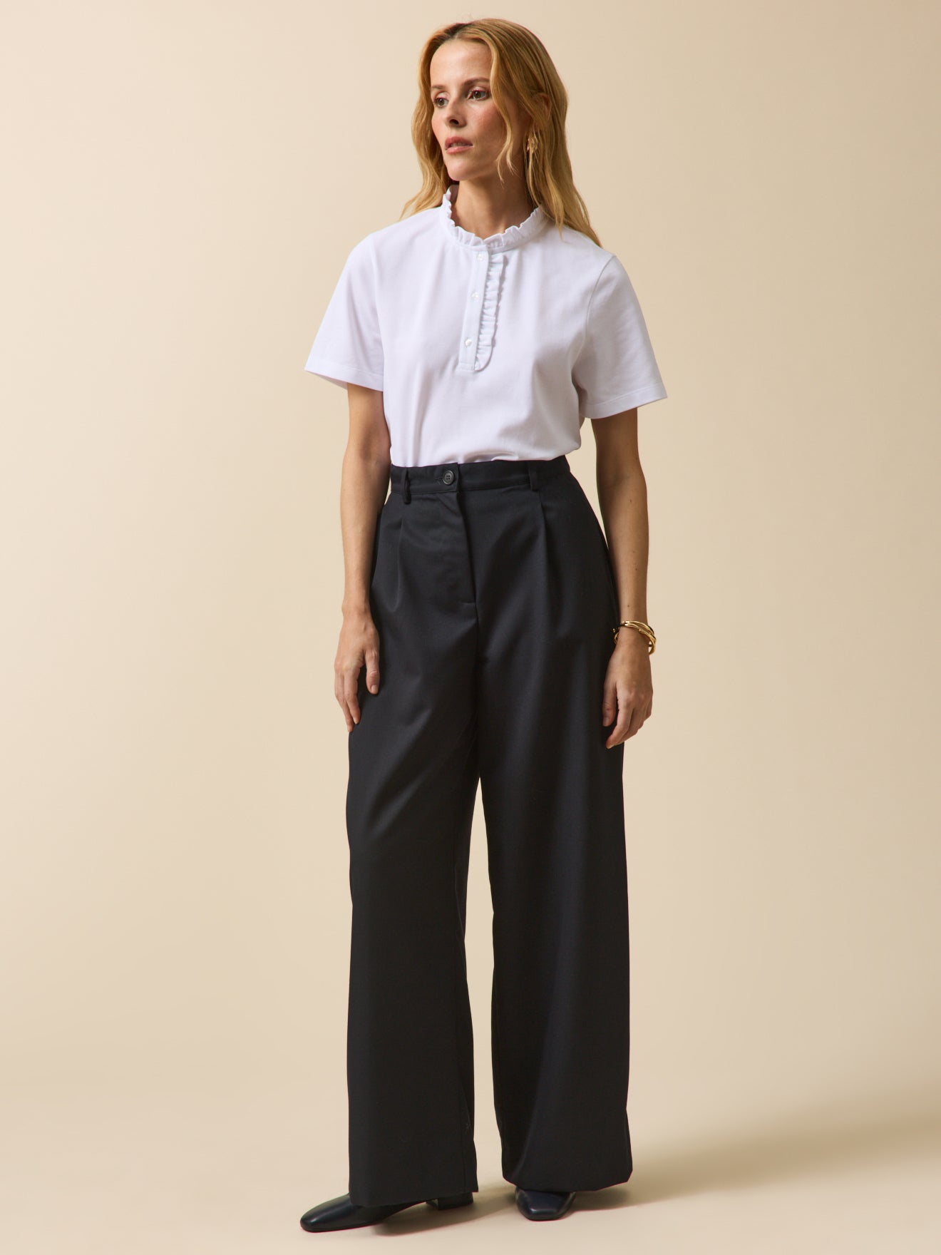 Damespolo met strookjes - piquétricot