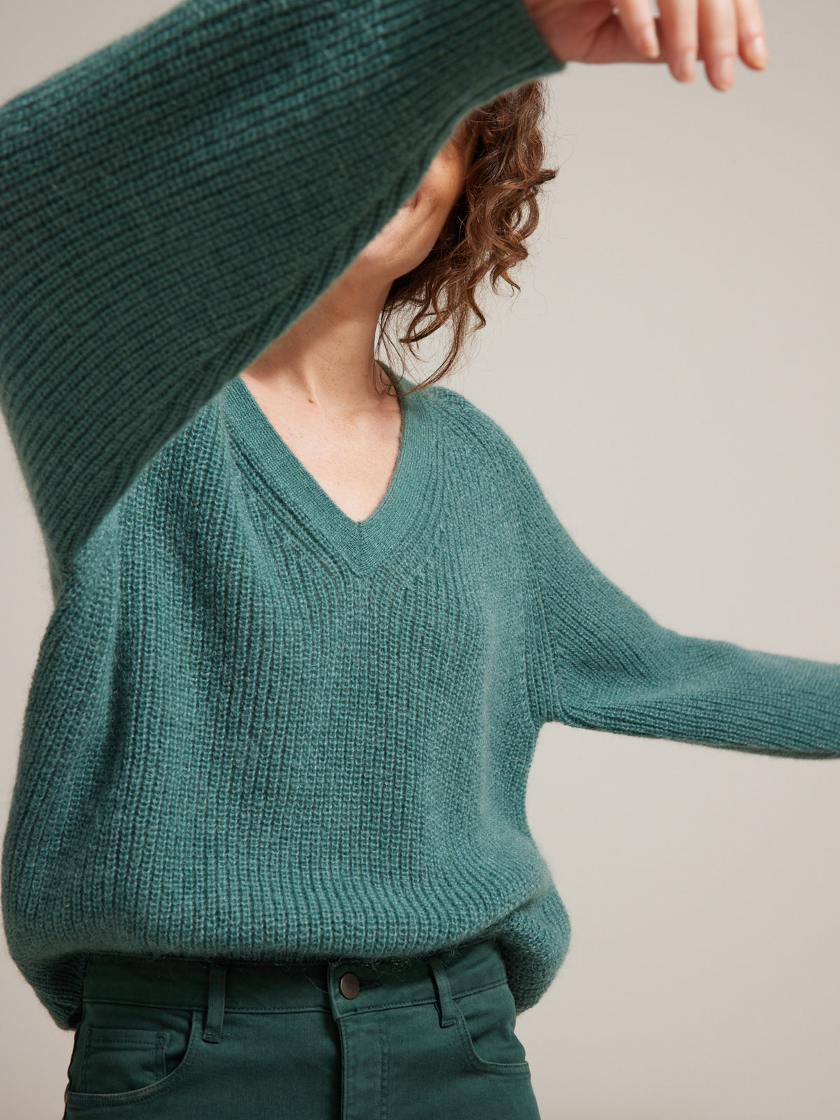 Trui met V-hals in een mix met mohair