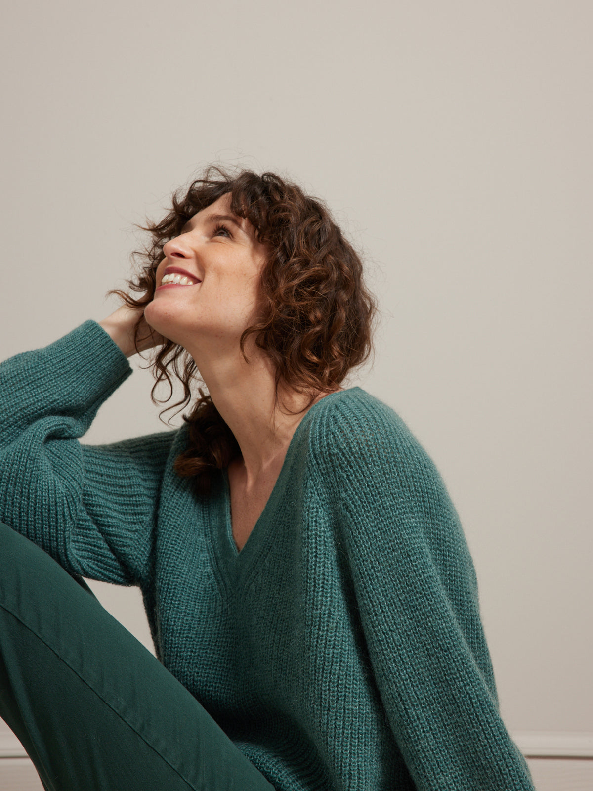 Trui met V-hals in een mix met mohair