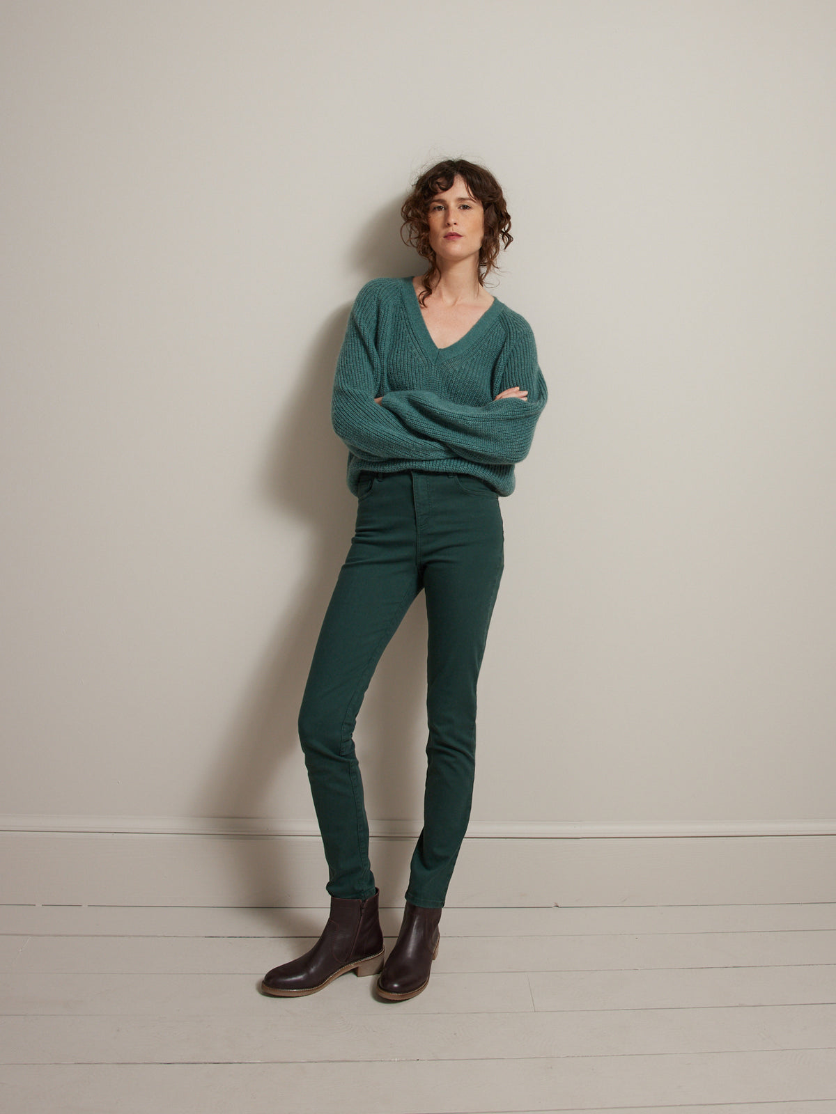 Trui met V-hals in een mix met mohair