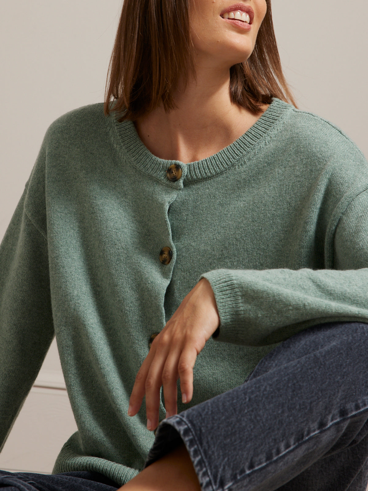 Cardigan boxy femme laine mérinos RWS*