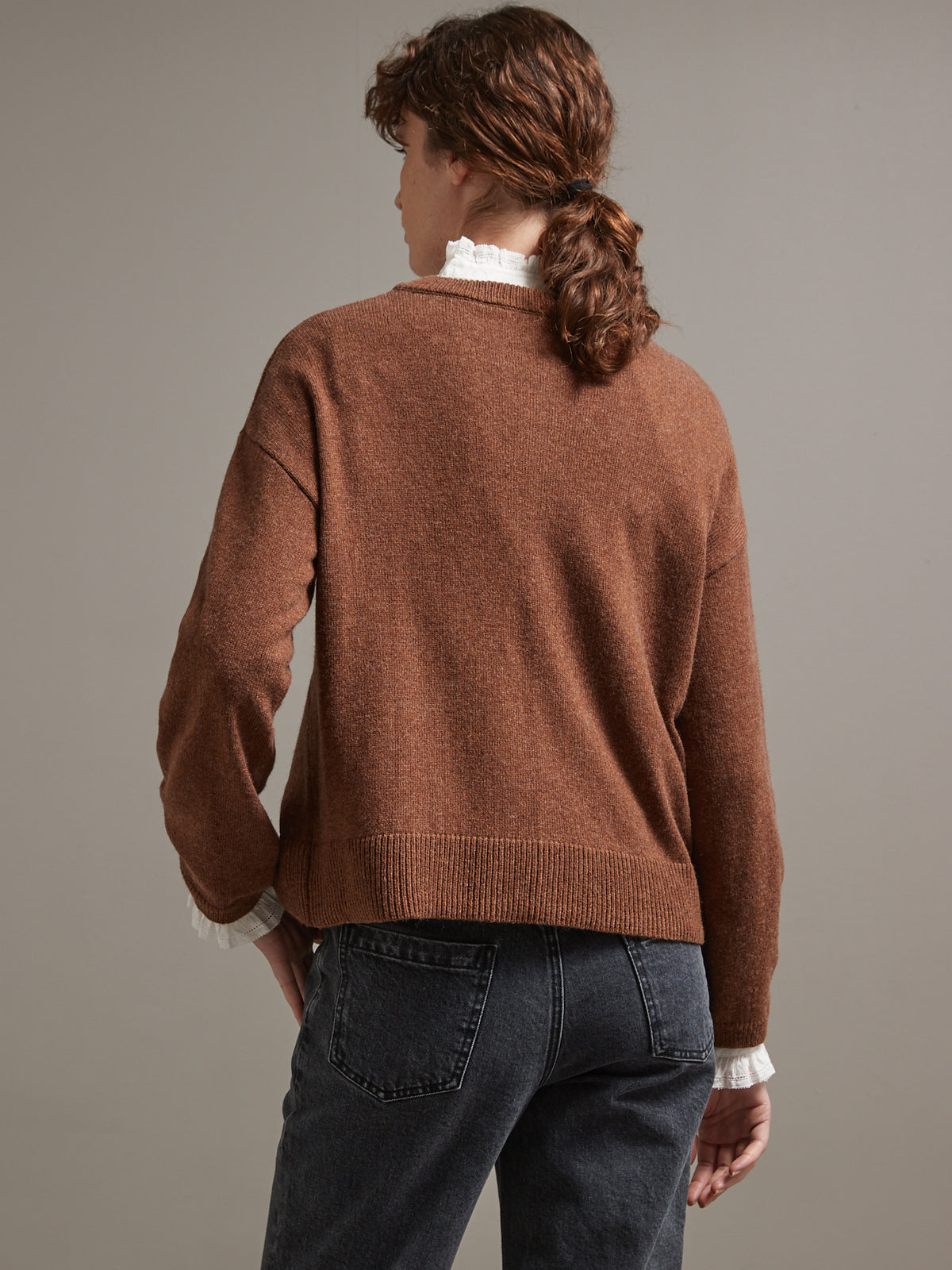Cardigan boxy femme laine mérinos RWS*