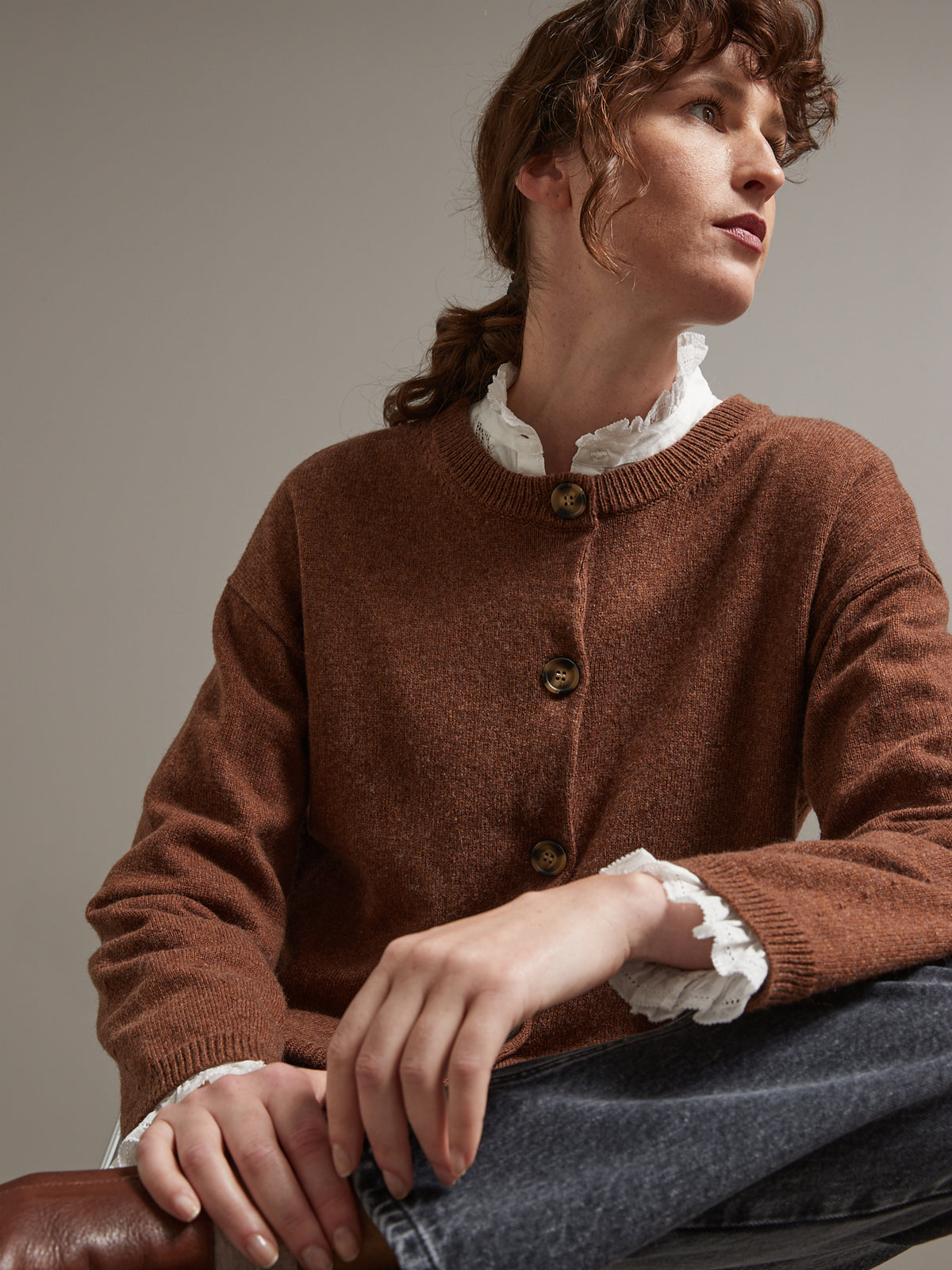 Cardigan boxy femme laine mérinos RWS*