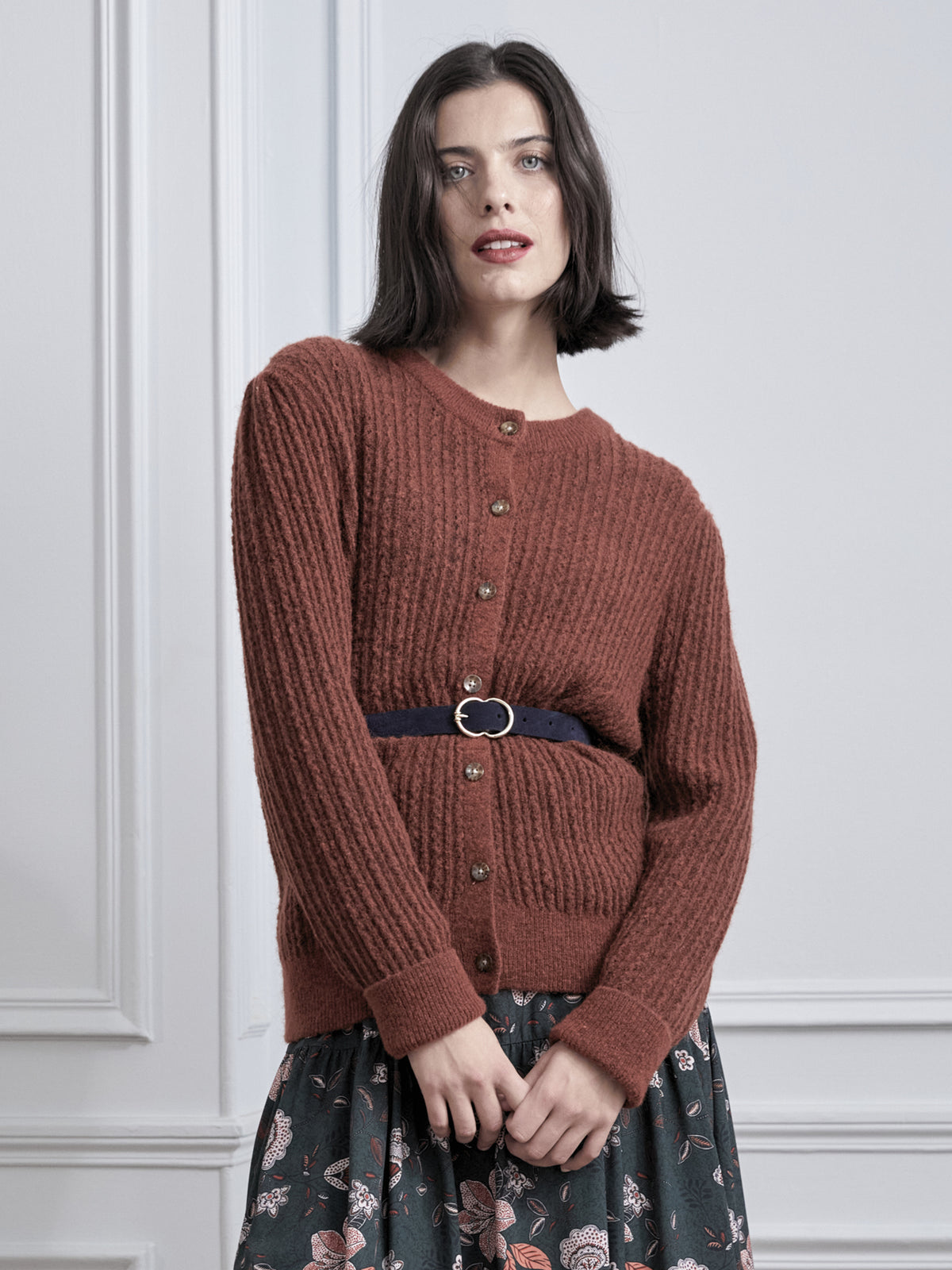 Damescardigan in kabeltricot met mohair