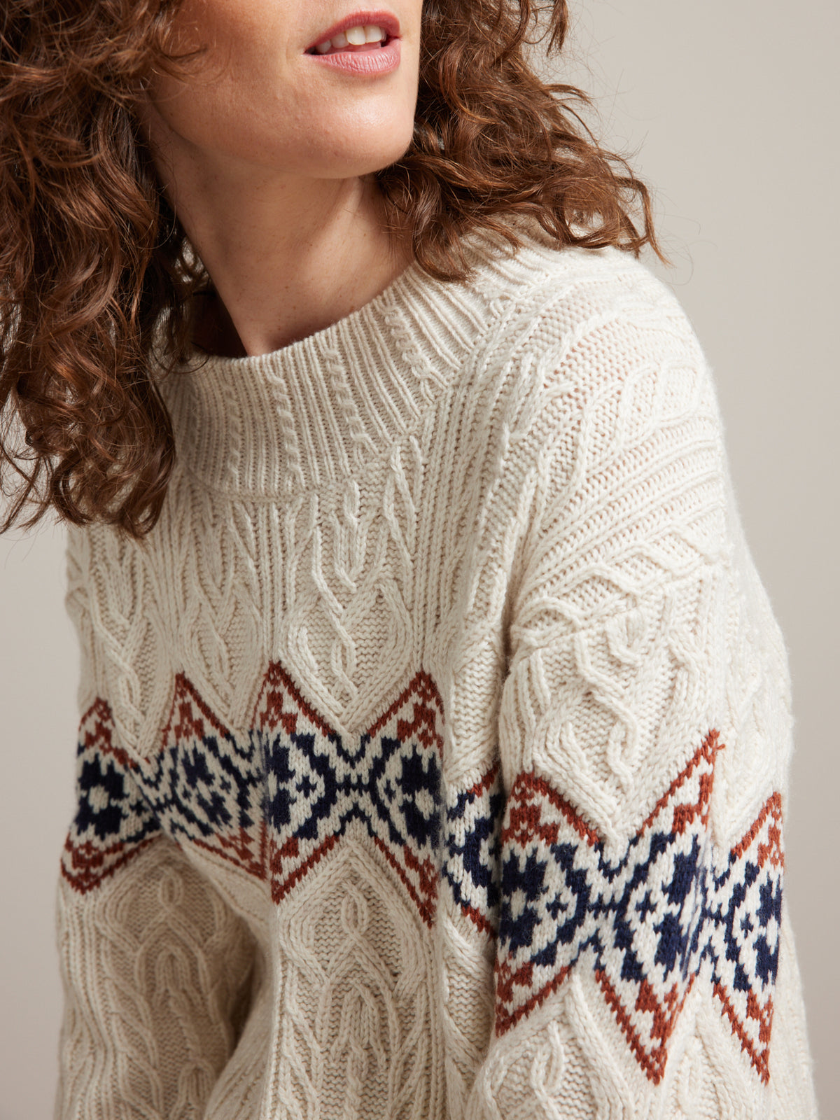 Damestrui met jacquard en ruitmotief - RWS*-wol
