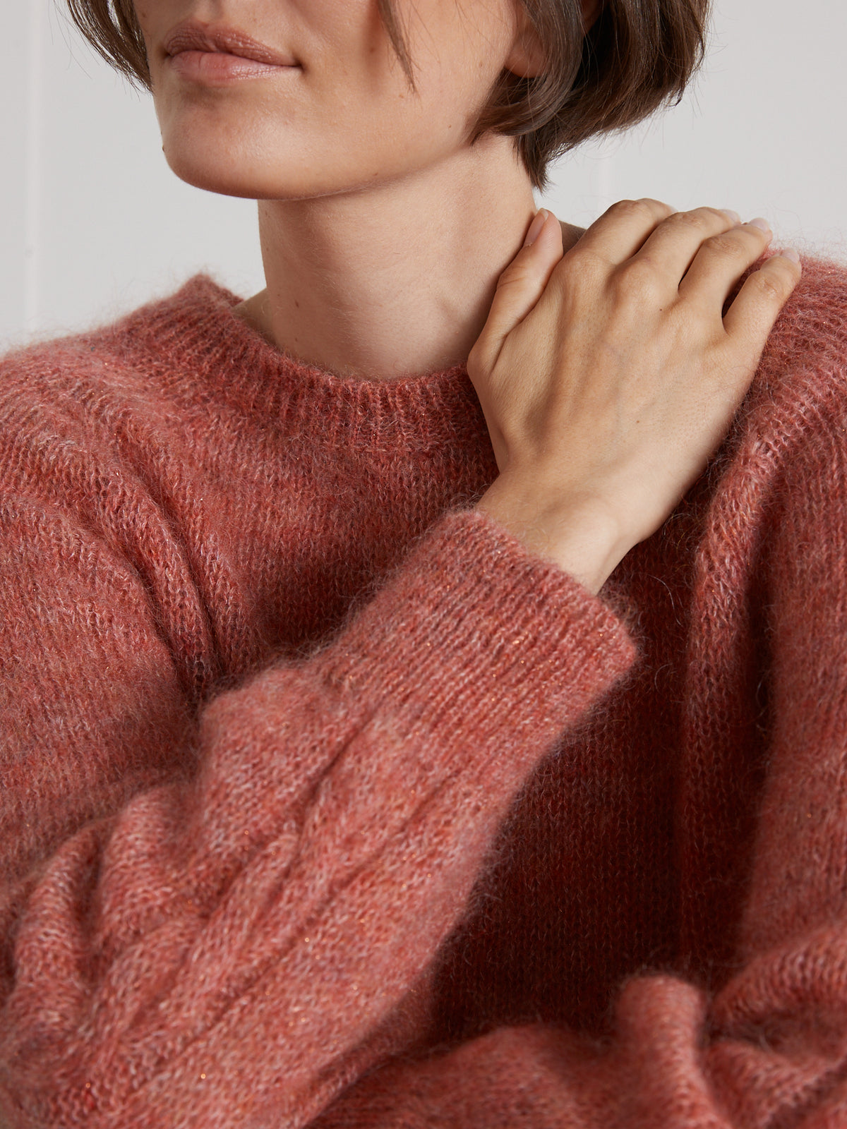 Pull col rond femme mélange kid mohair