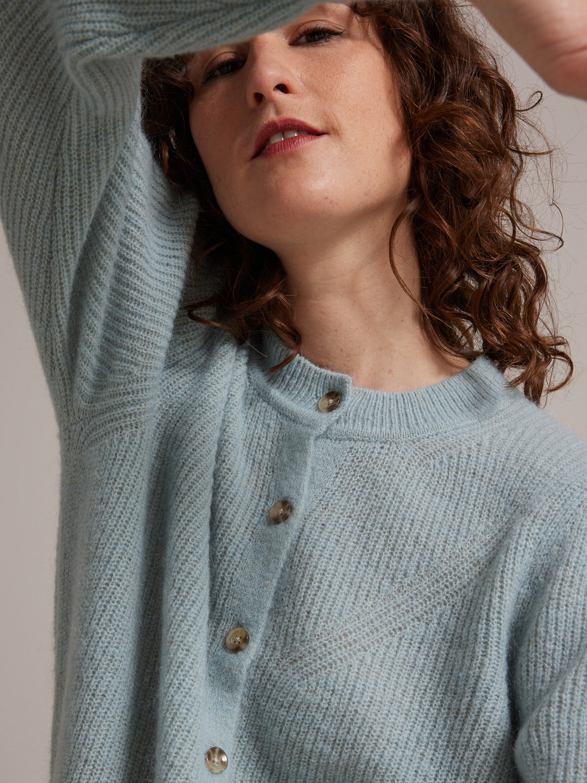 Gilet boutonné femme mélange mohair
