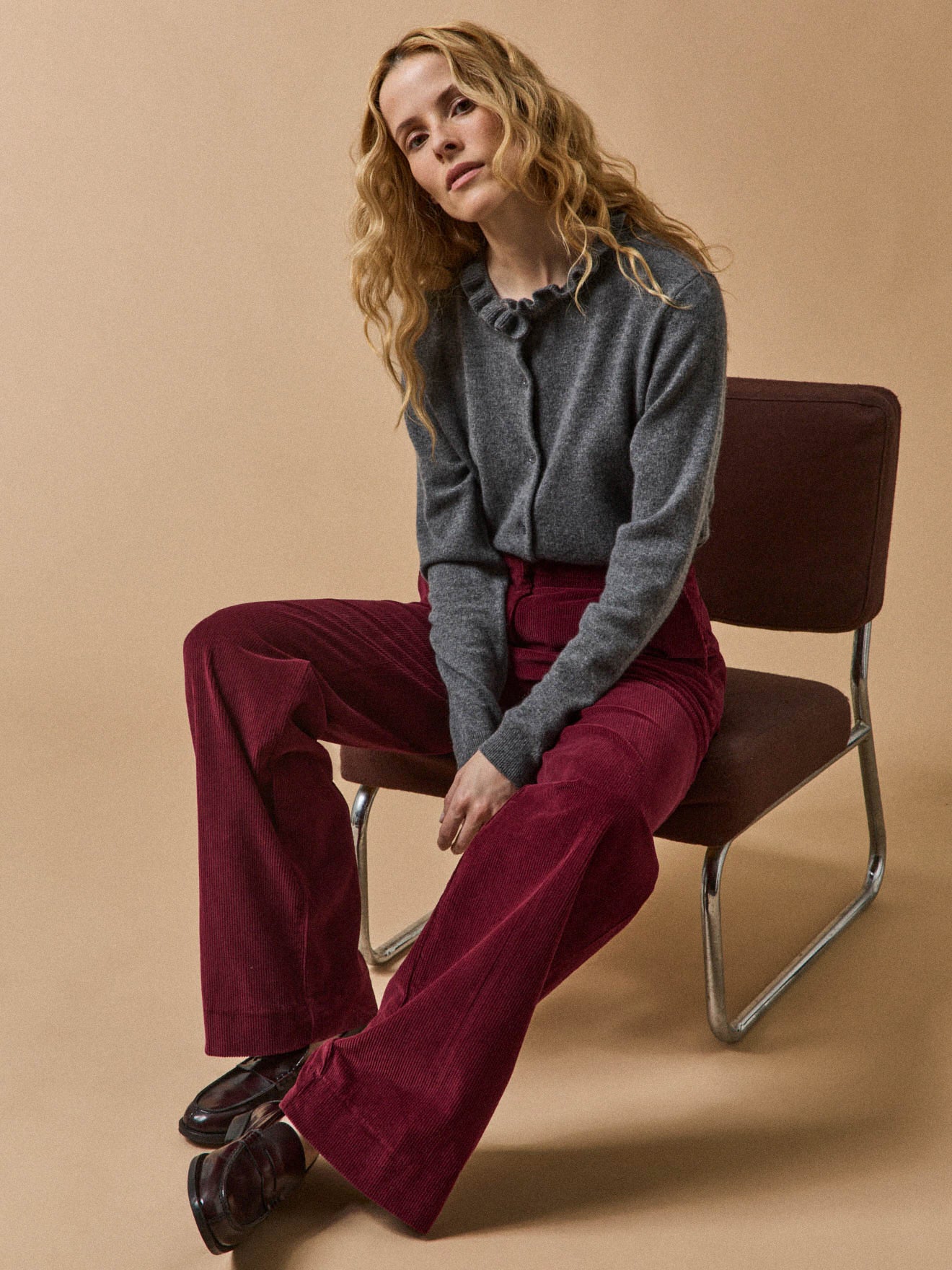 Cardigan col volanté femme - Collection Cachemire