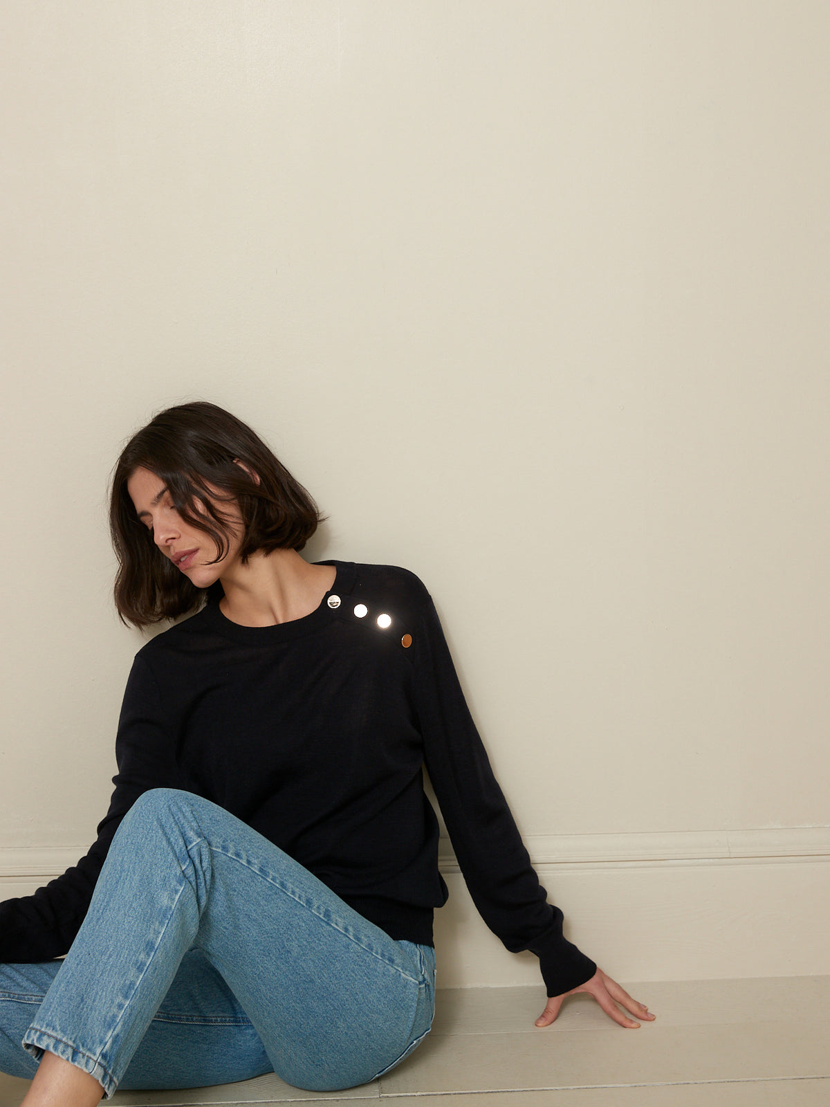 Pull marin uni femme laine mélangée