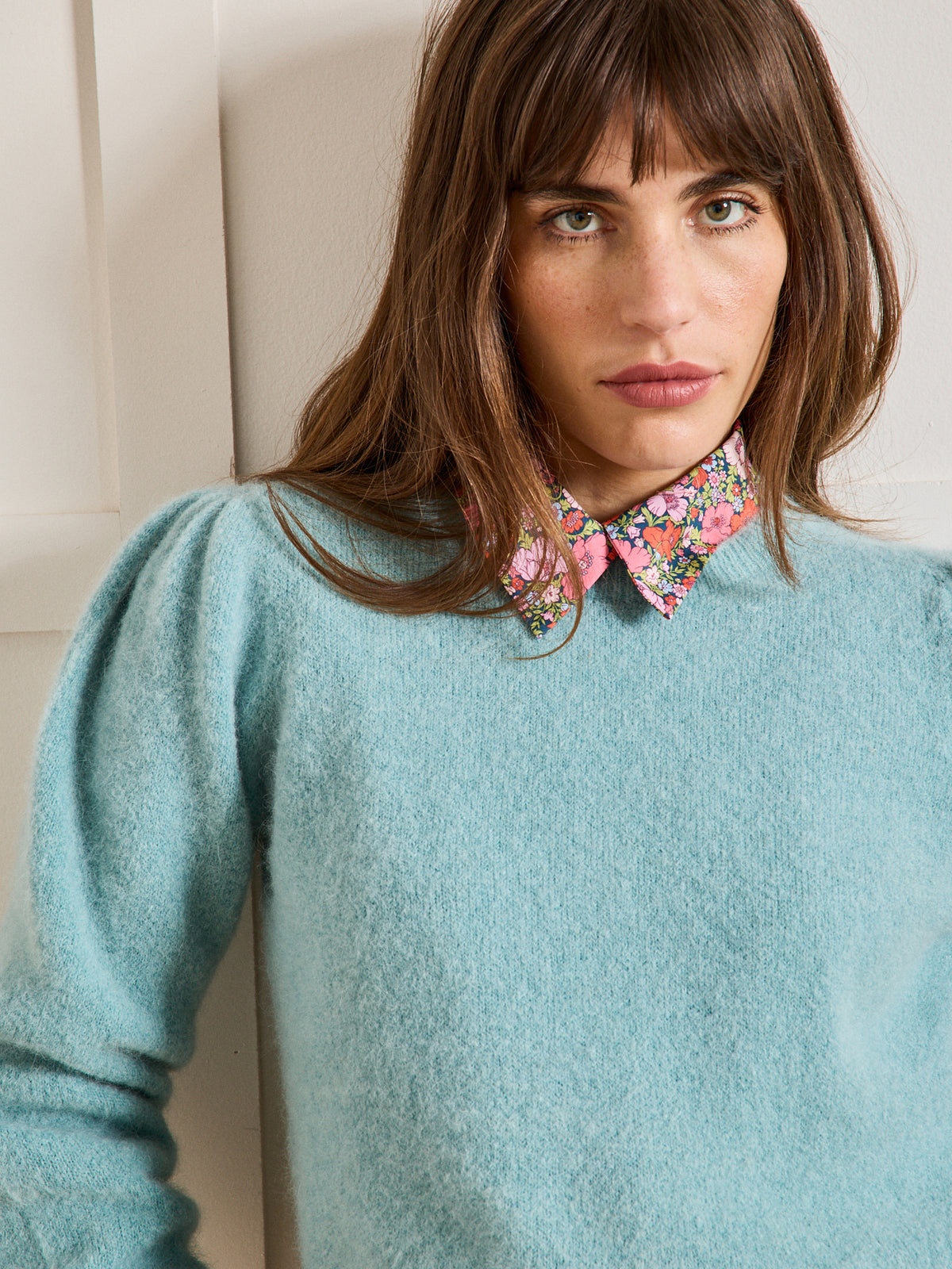 Pull manches ballon femme mélange alpaga