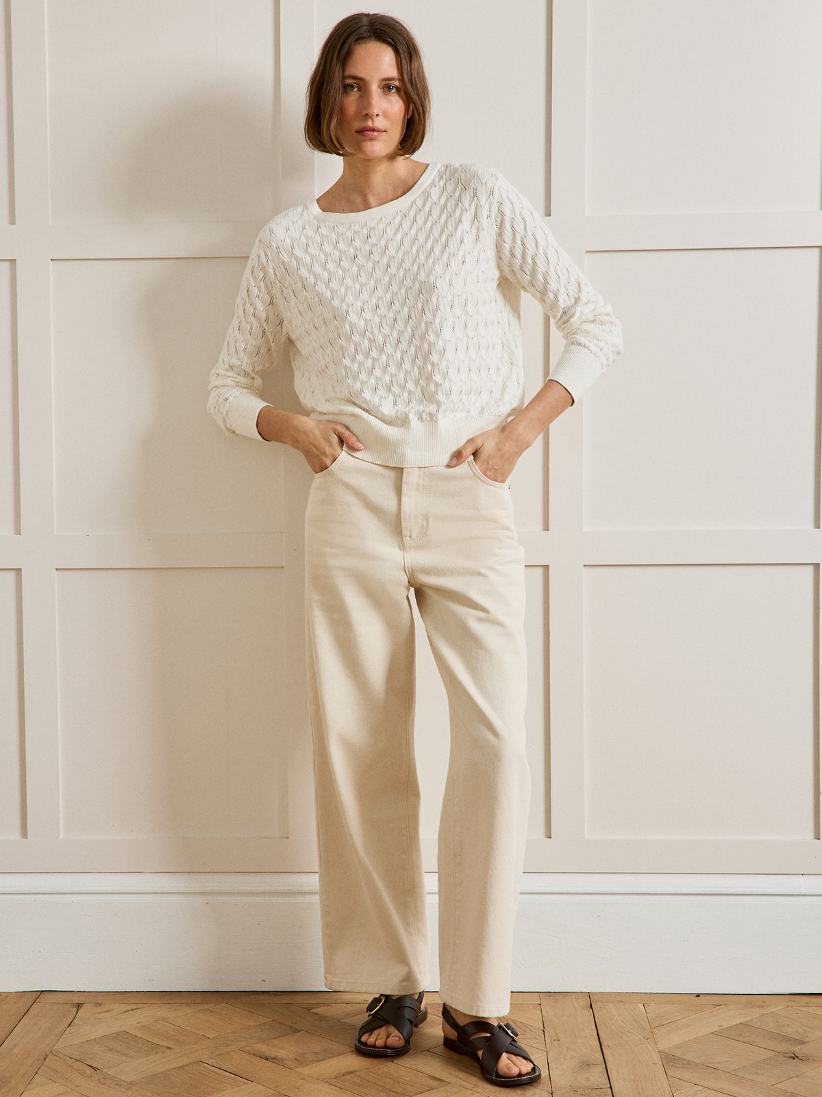 Pull maille pointelle femme coton biologique et cachemire