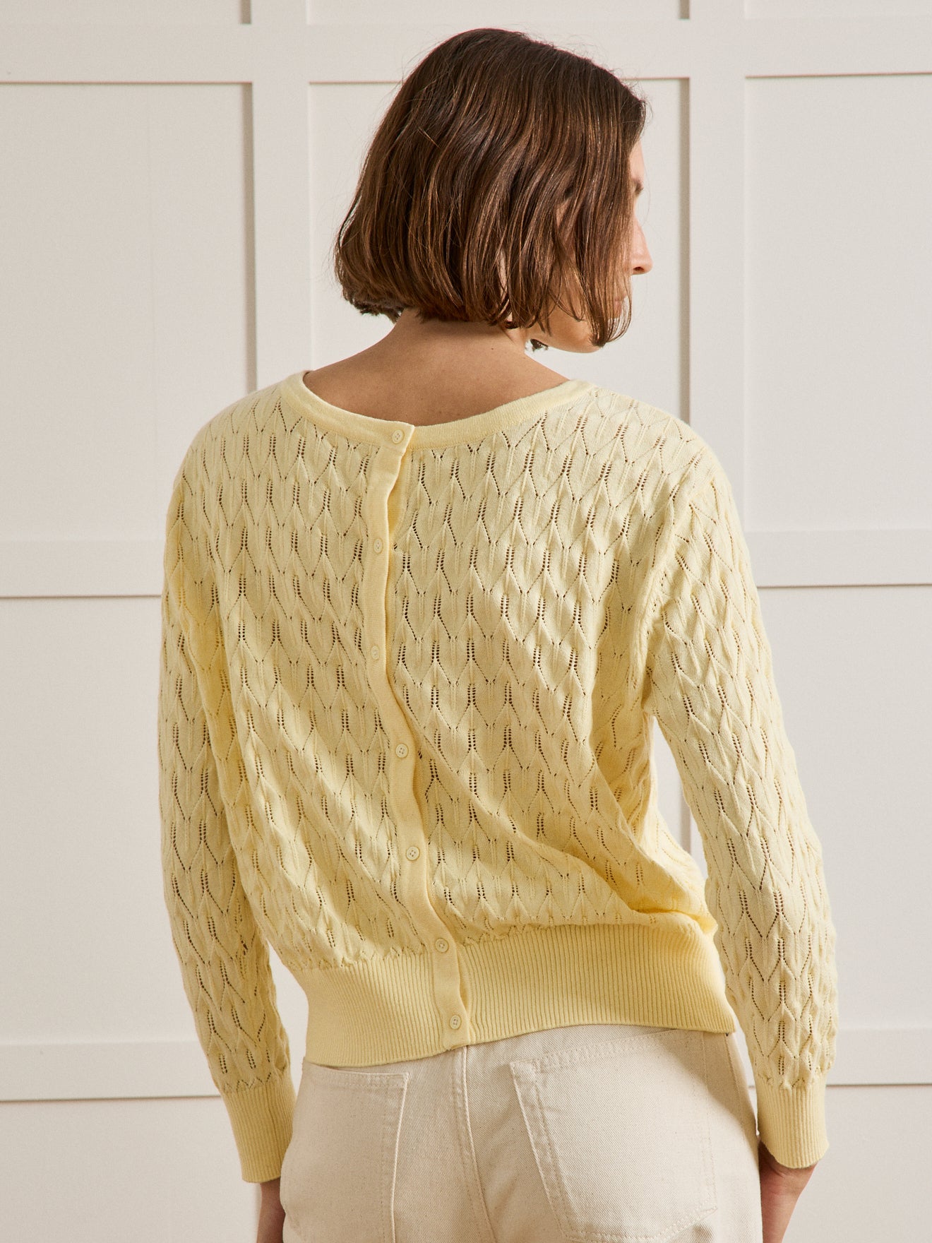 Pull maille pointelle femme coton biologique et cachemire