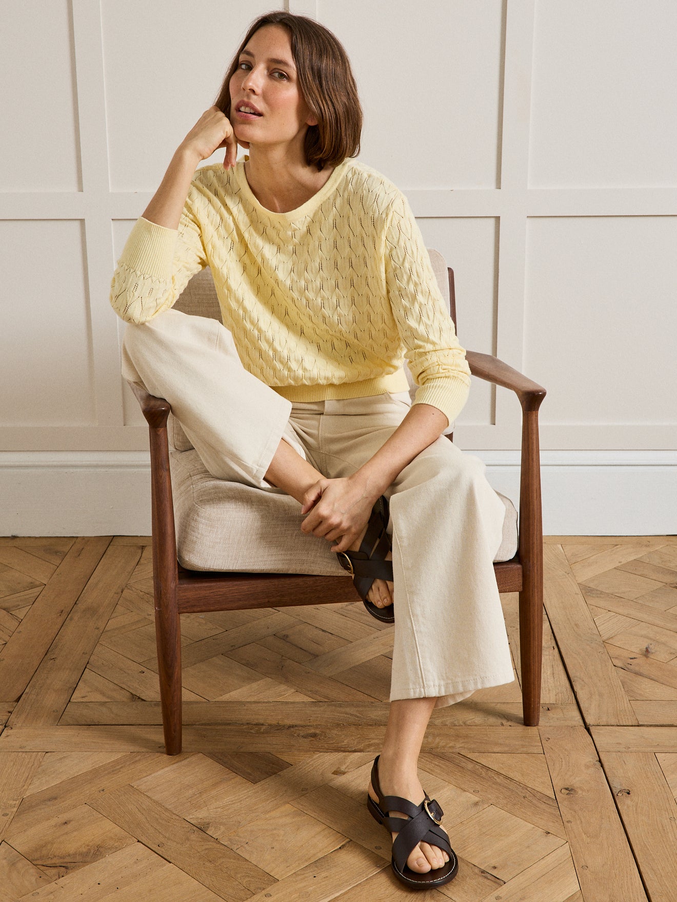 Pull maille pointelle femme coton biologique et cachemire