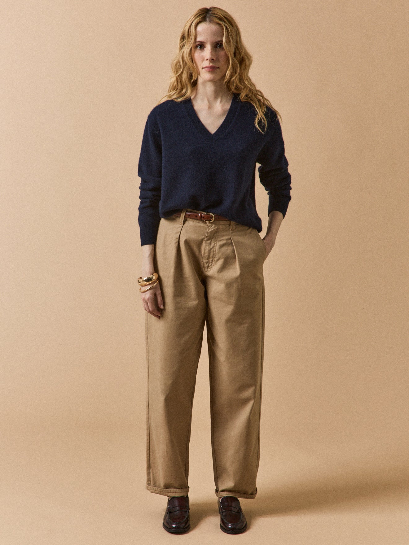 Damestrui met V-hals - Kasjmier collectie