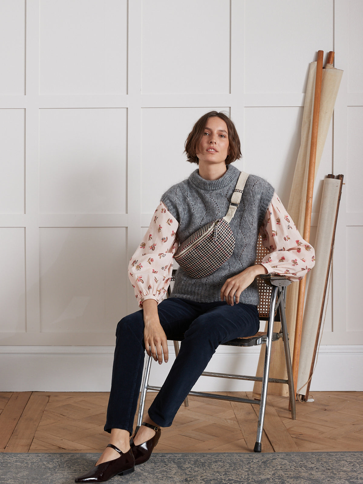 Pull sans manches maille ajourée femme