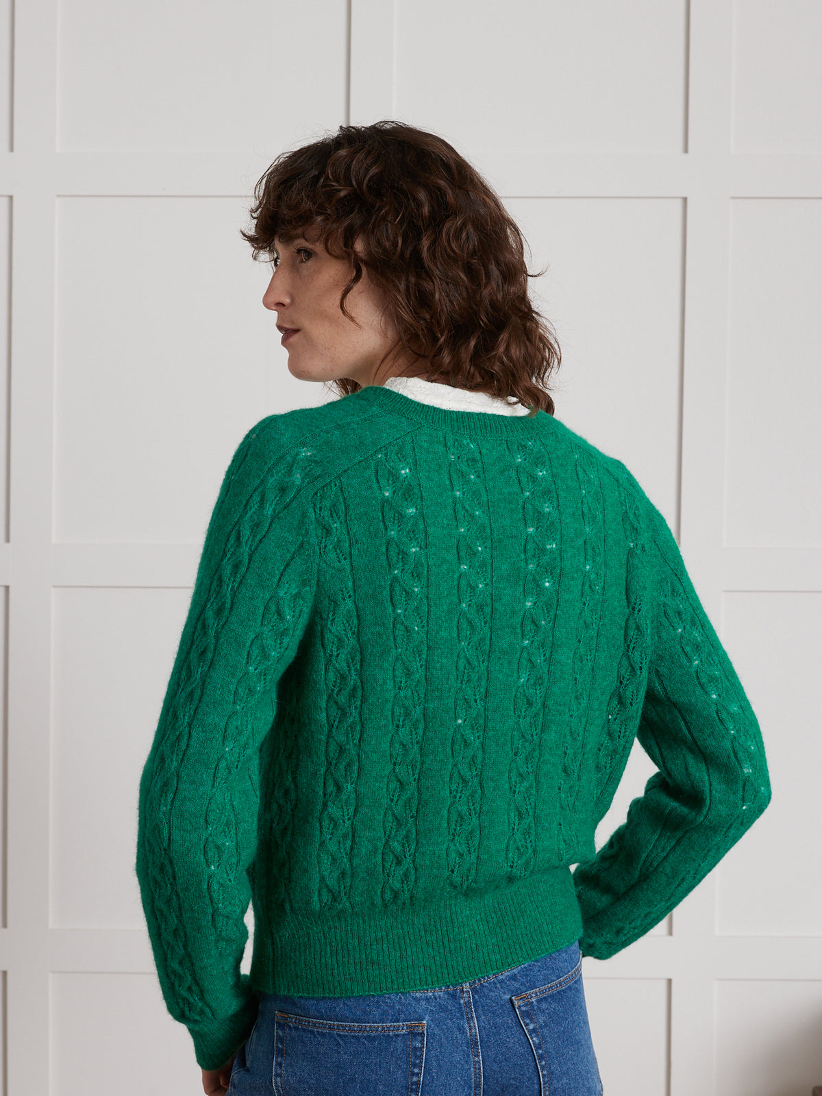 Damescardigan met kabelmotief - wol en mohair