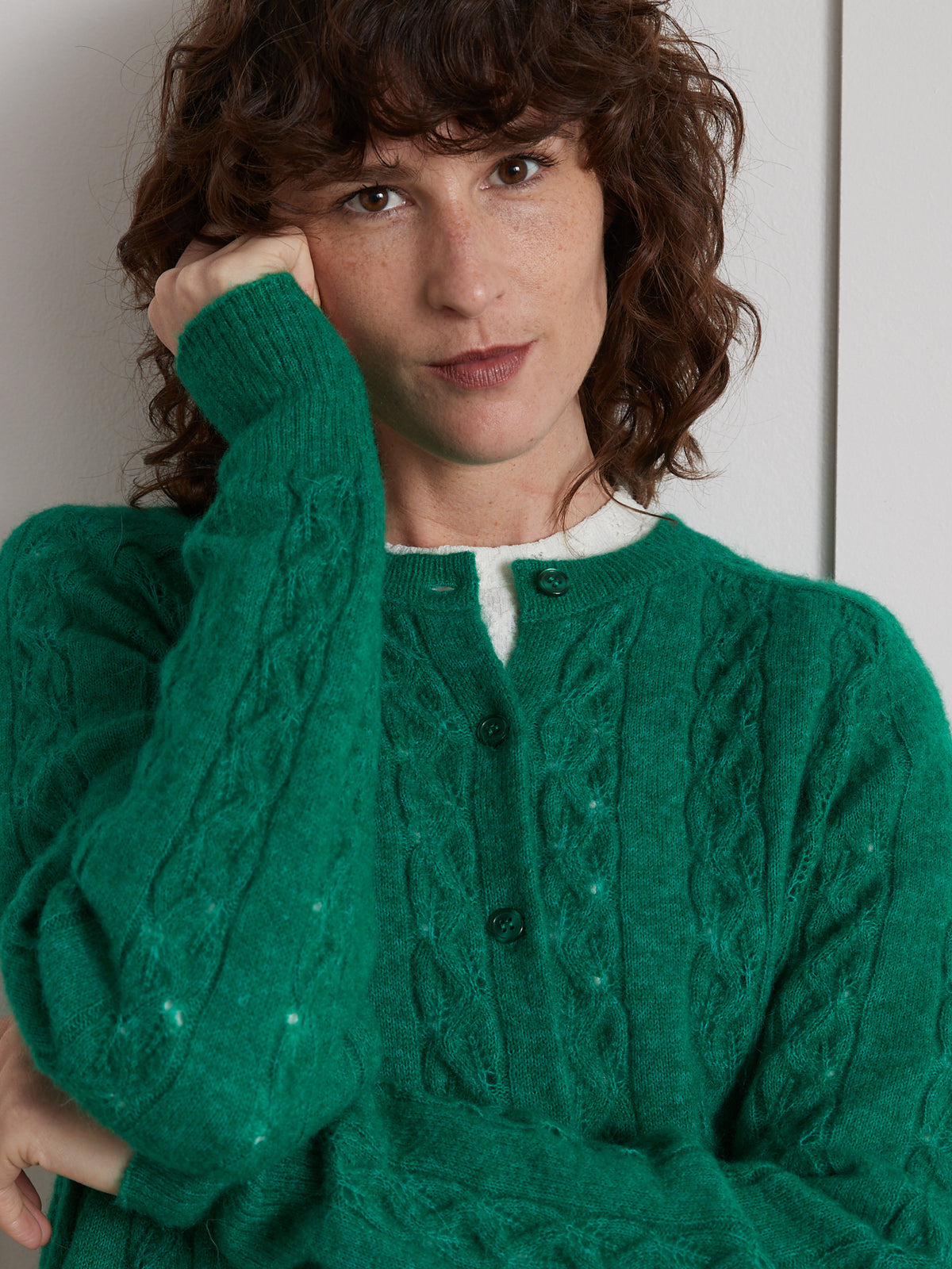 Damescardigan met kabelmotief - wol en mohair