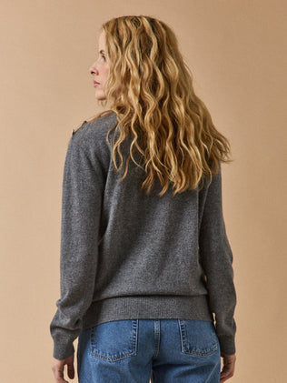 Pull épaules boutonnées femme - Collection Cachemire
