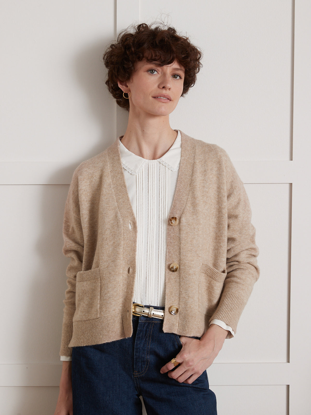 Cardigan col V boutonné femme