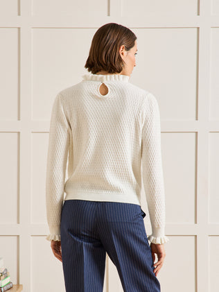 Pull col volanté femme coton biologique et cachemire