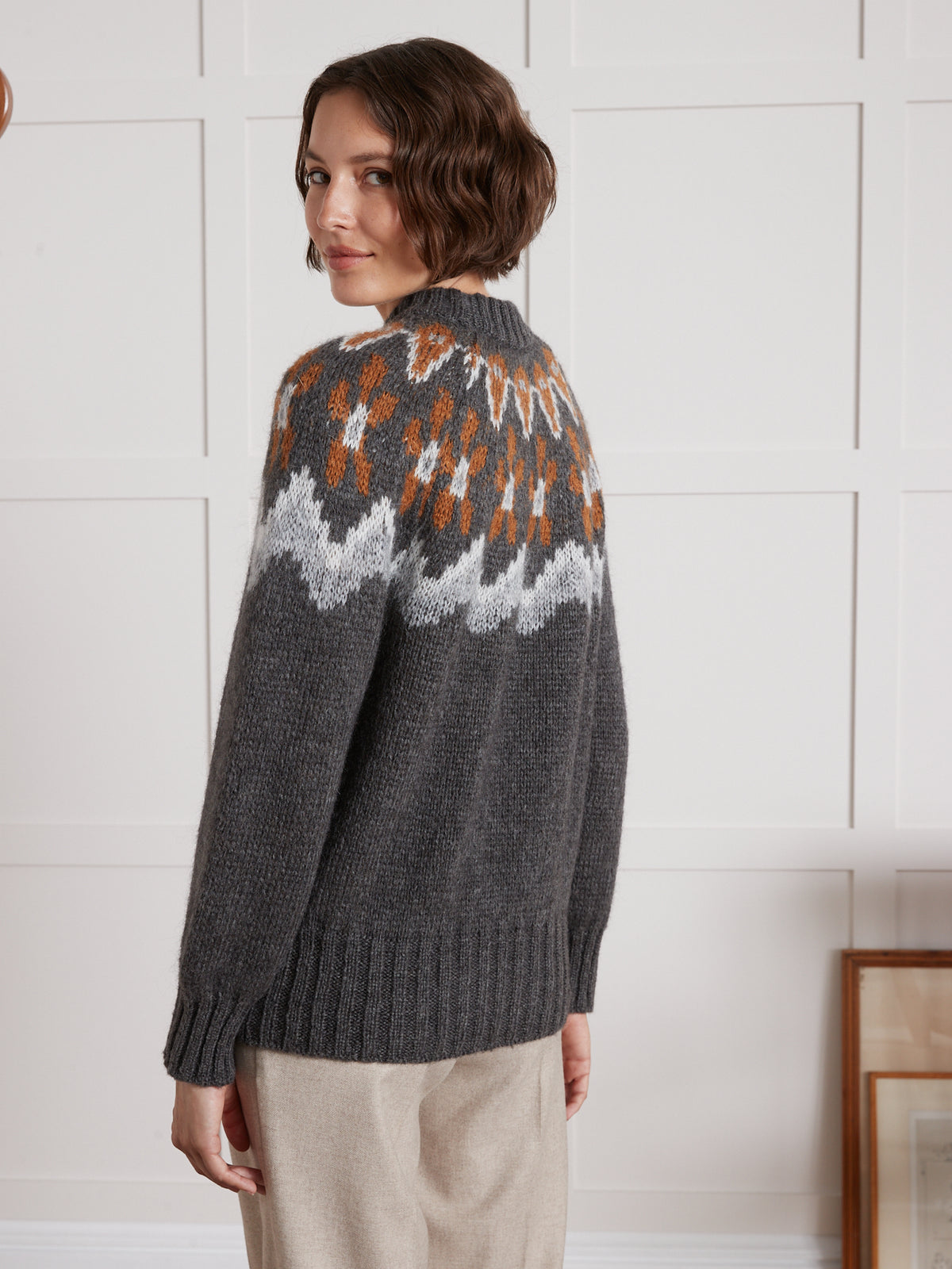 Pull jacquard femme mélange kid mohair