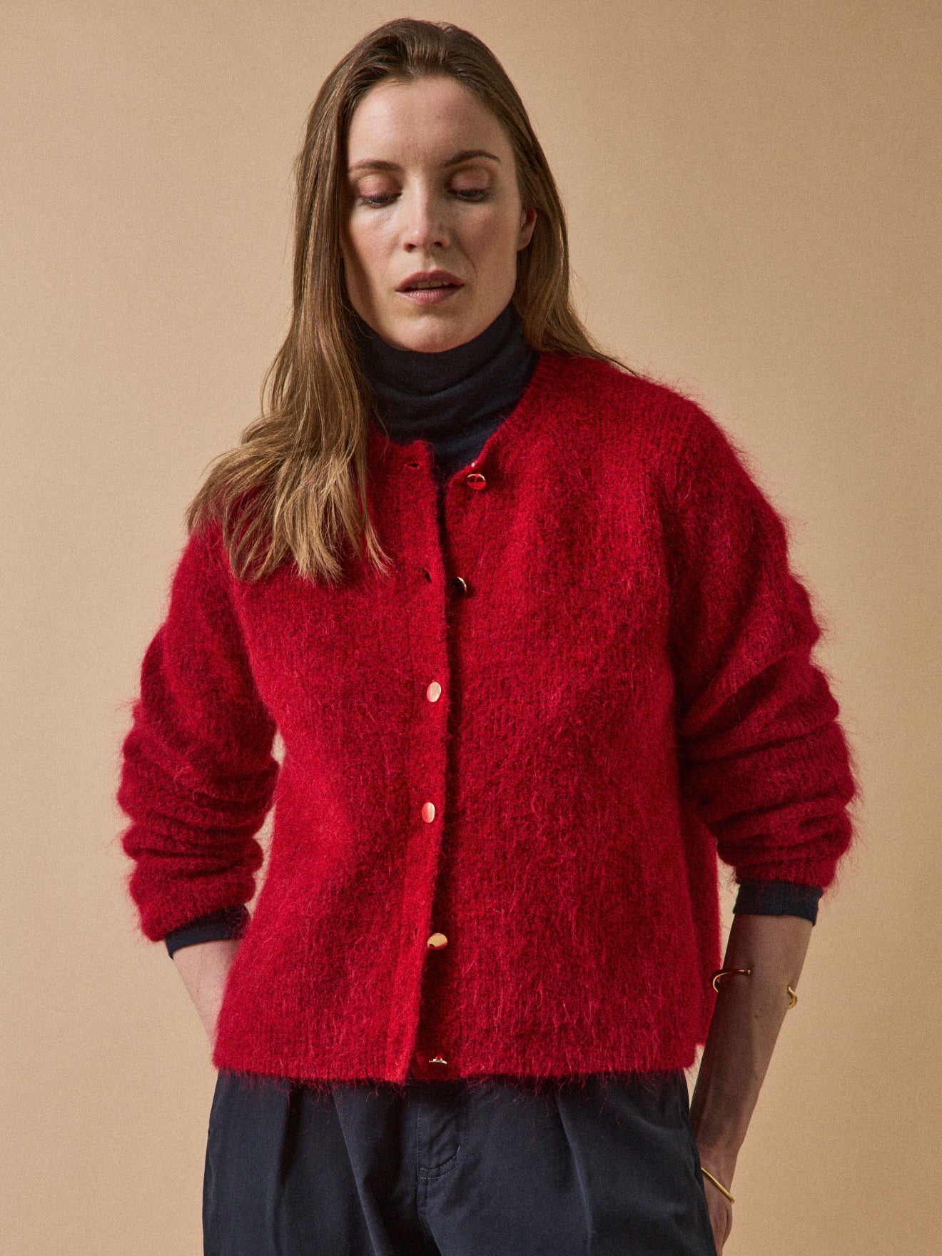 Damescardigan met wol en mohair