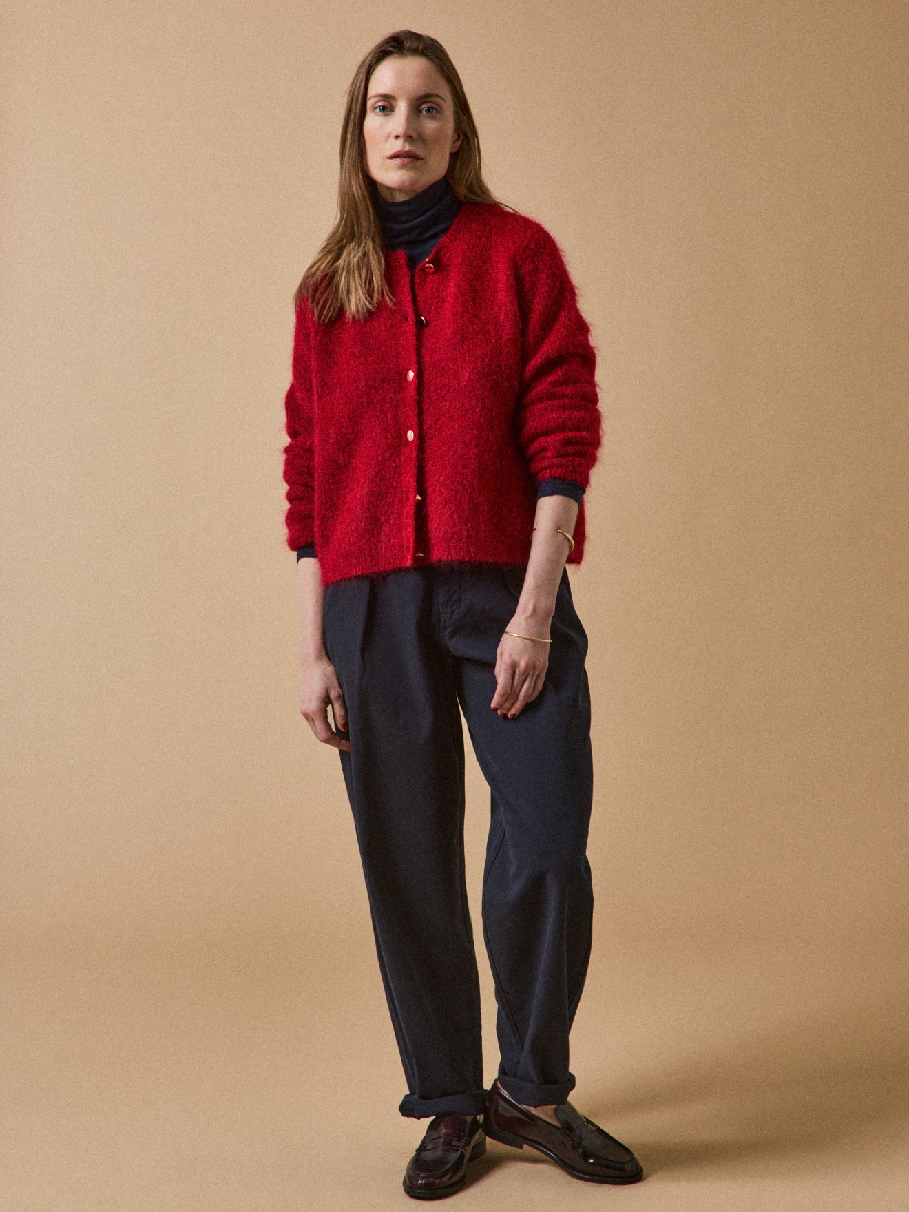 Damescardigan met wol en mohair