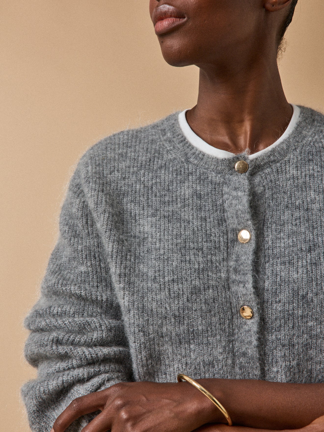 Damescardigan met wol en mohair