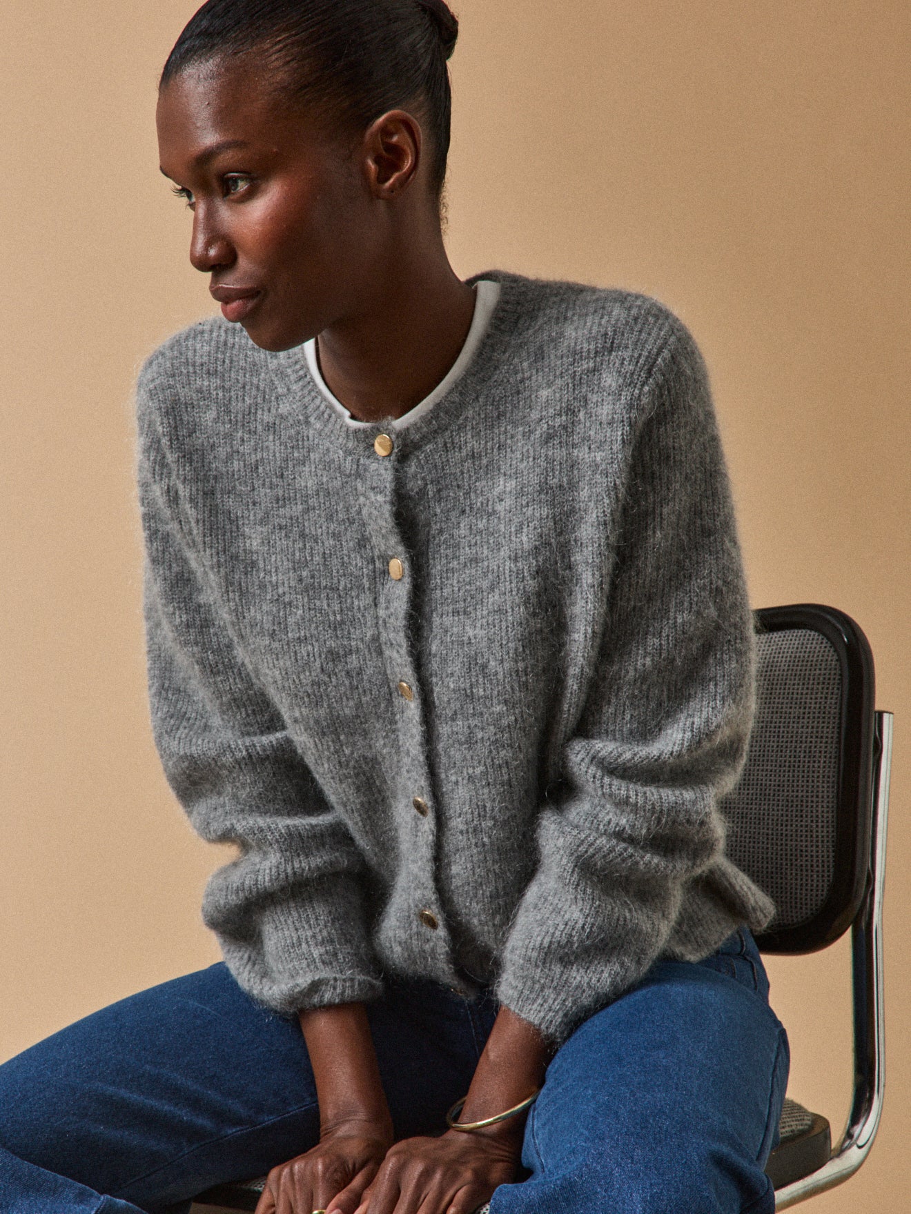 Damescardigan met wol en mohair