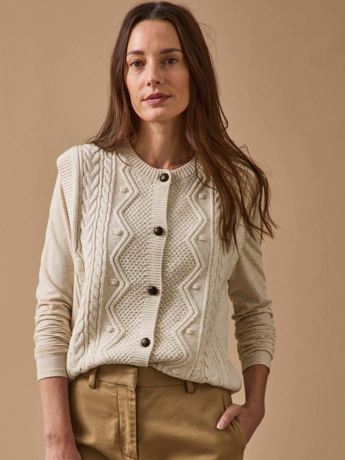 Mouwloos damesvest in RWS*-wol