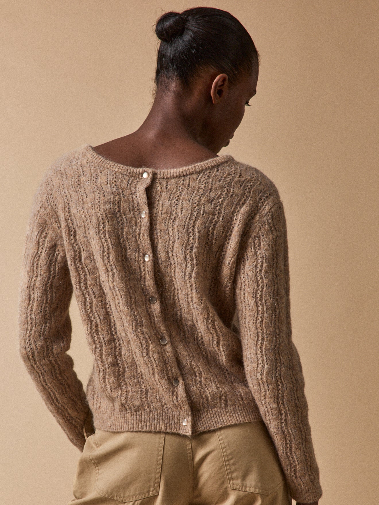 Omkeerbare damescardigan met kid mohair