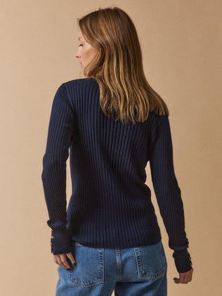 Damesrolkraagtrui in geribd tricot - RWS*-wol