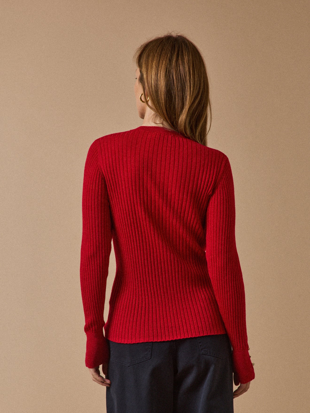 Damesrolkraagtrui in geribd tricot - RWS*-wol