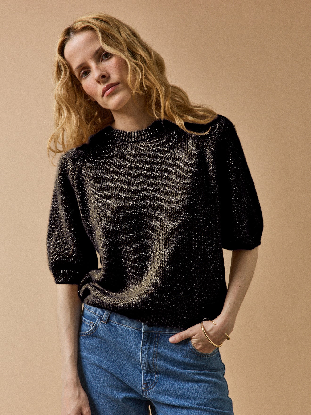Glanzende damestrui met korte mouwen