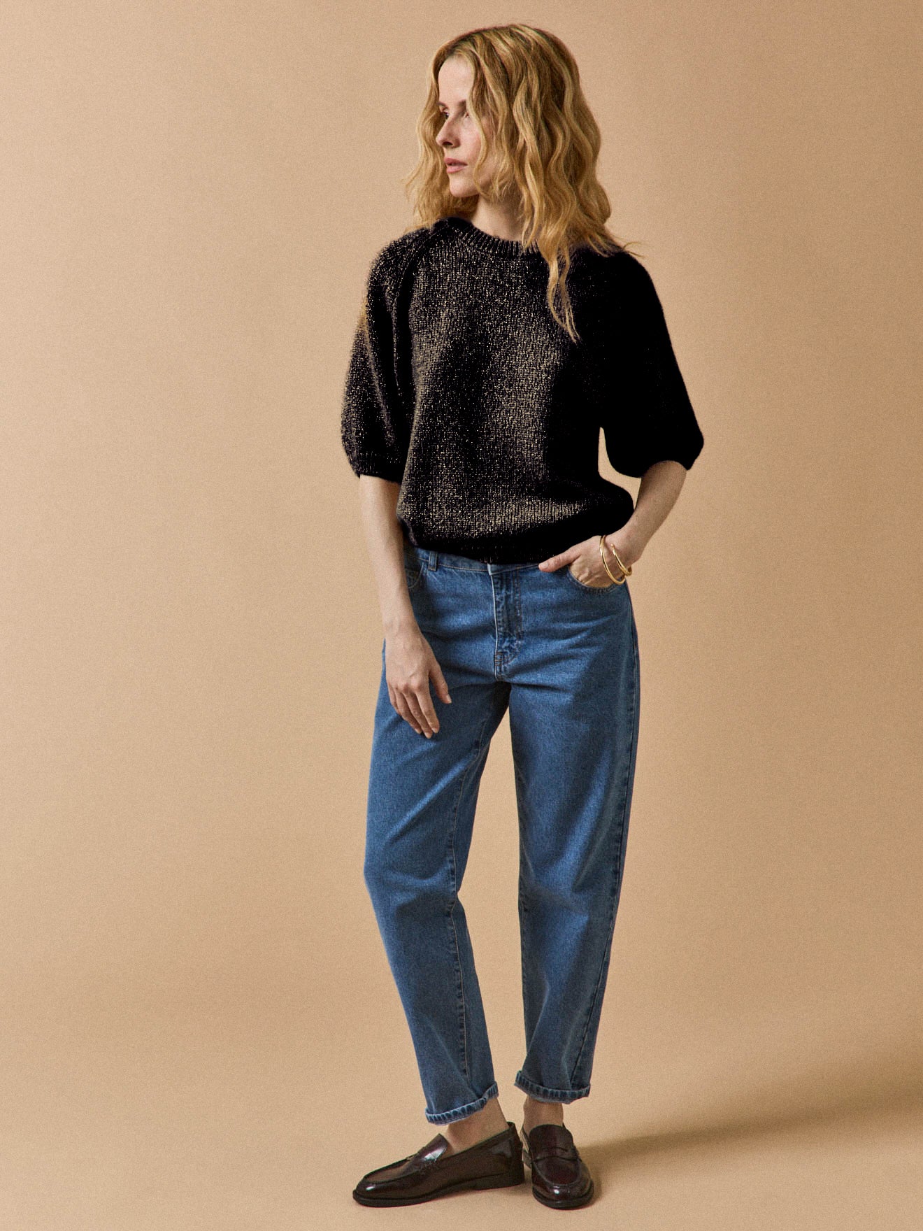 Glanzende damestrui met korte mouwen