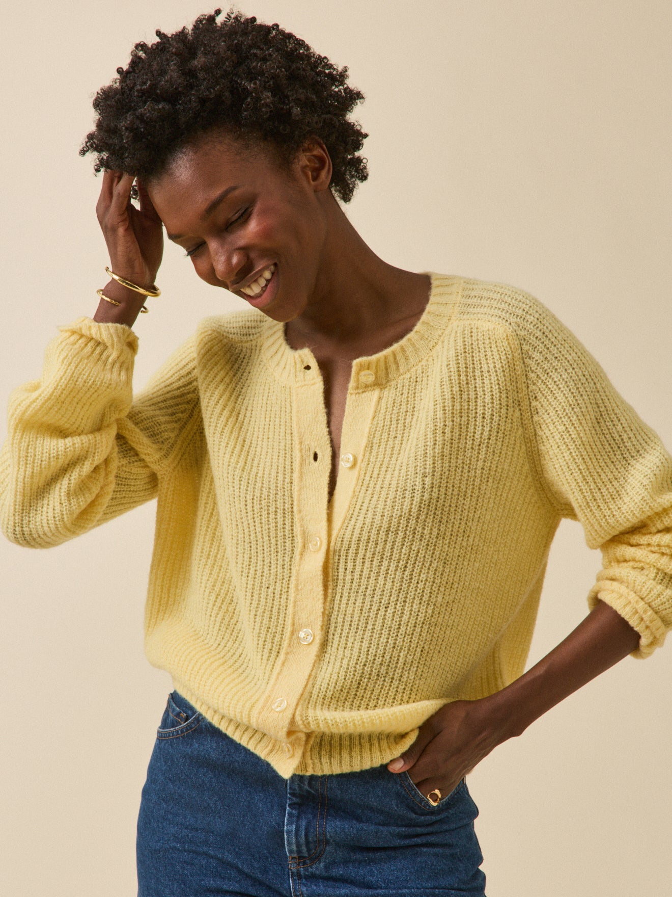 Damescardigan met wol, alpaca en mohair