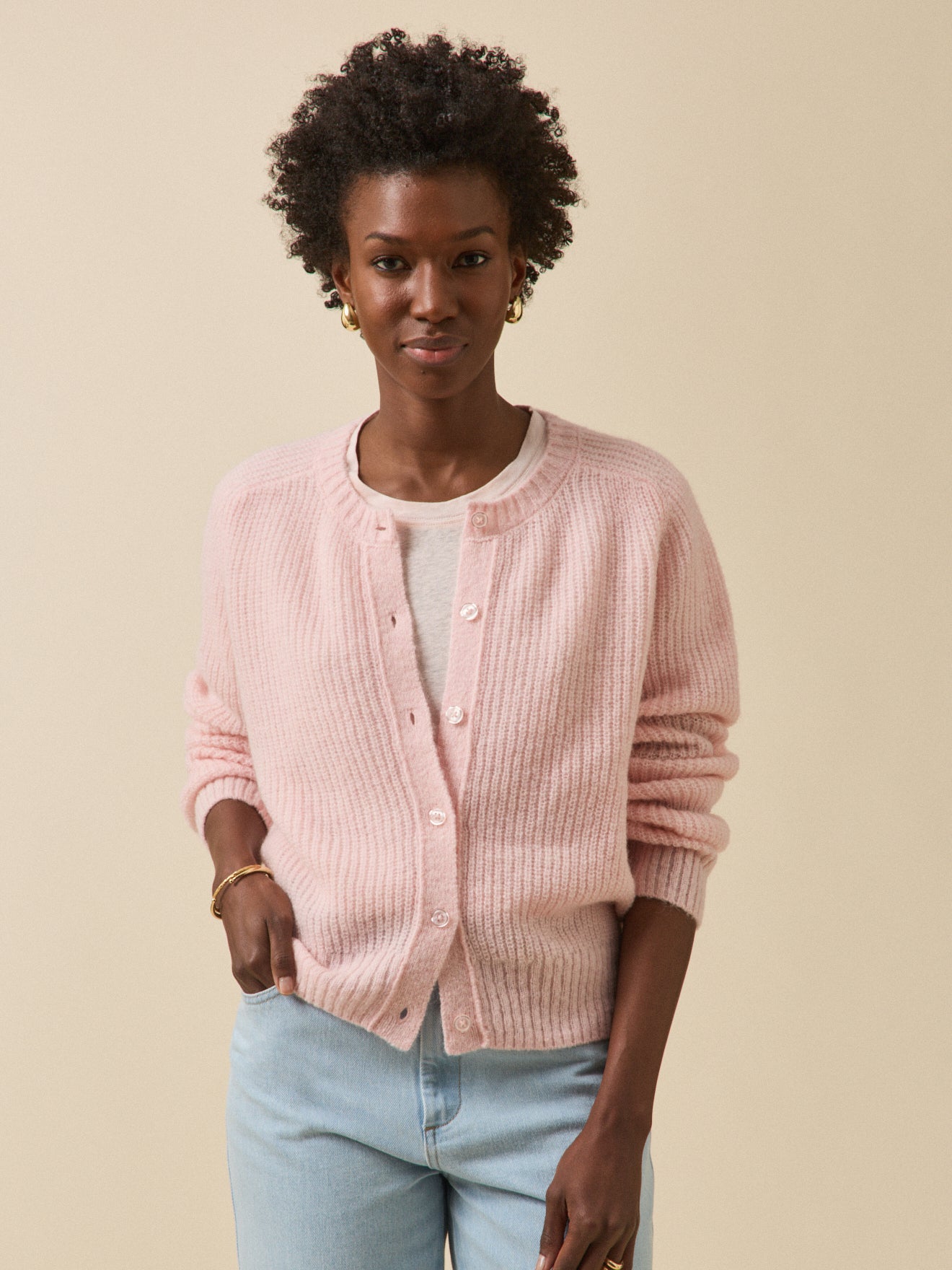 Damescardigan met wol, alpaca en mohair