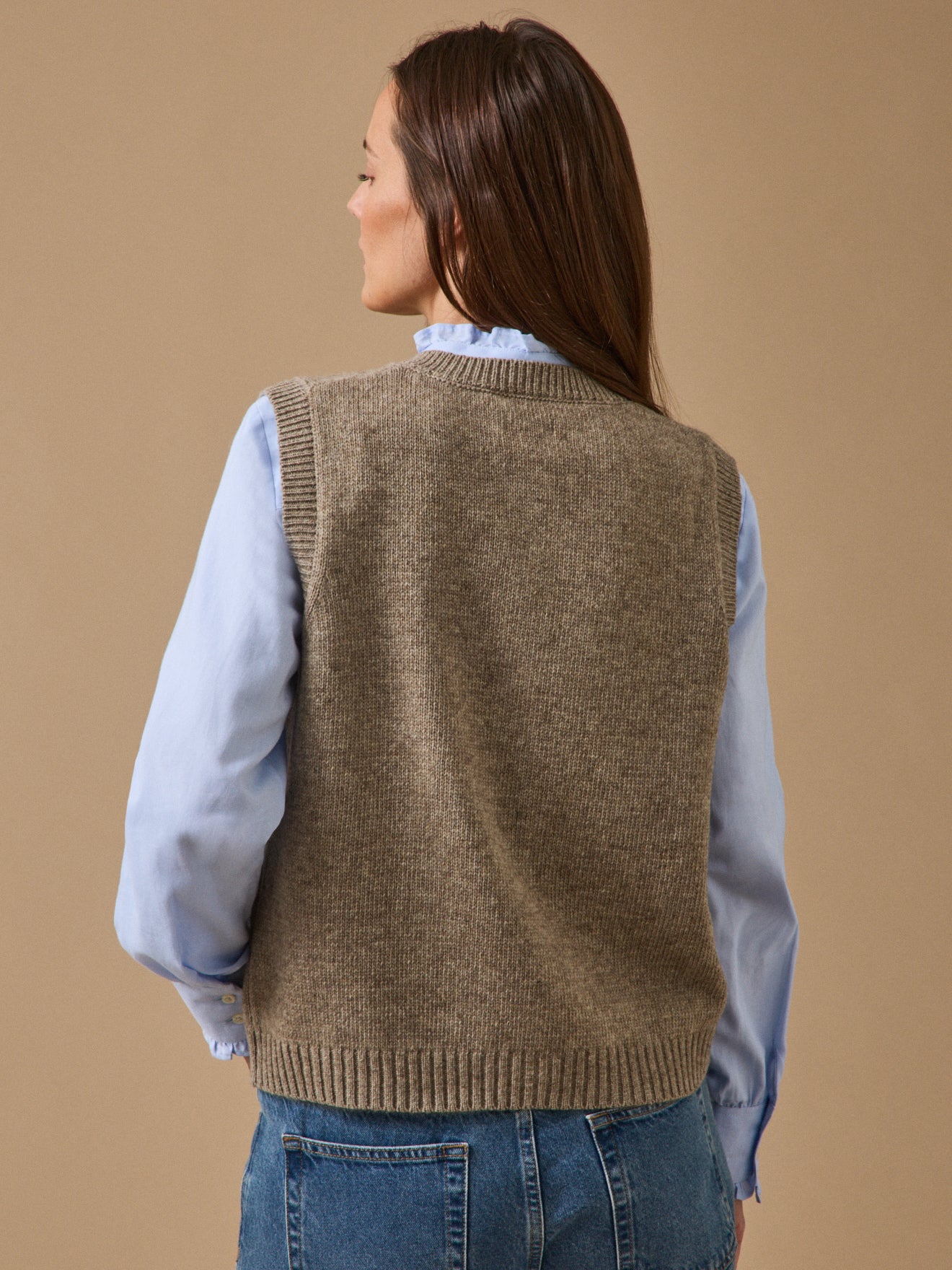 Mouwloos damesvest in jacquard