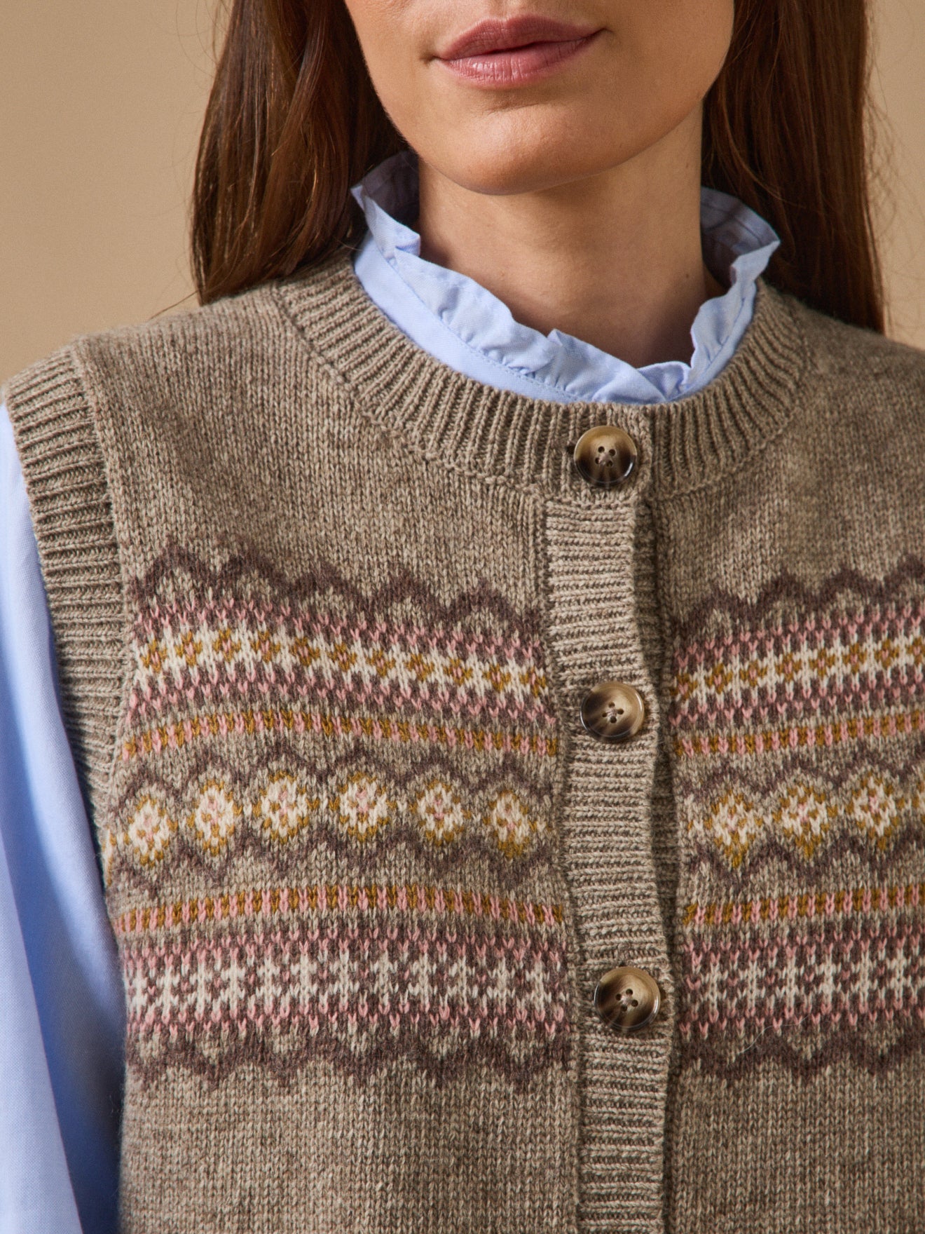 Mouwloos damesvest in jacquard