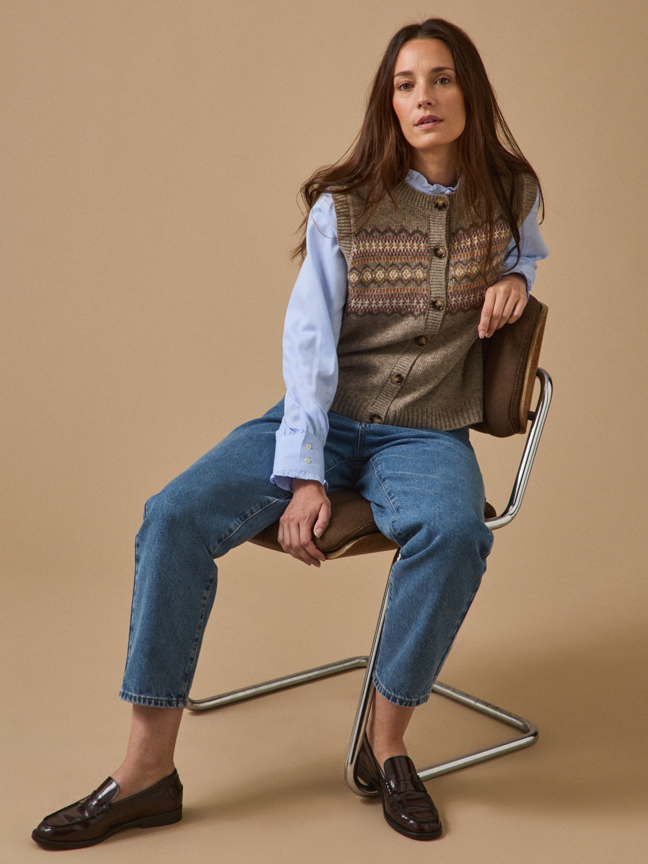 Mouwloos damesvest in jacquard