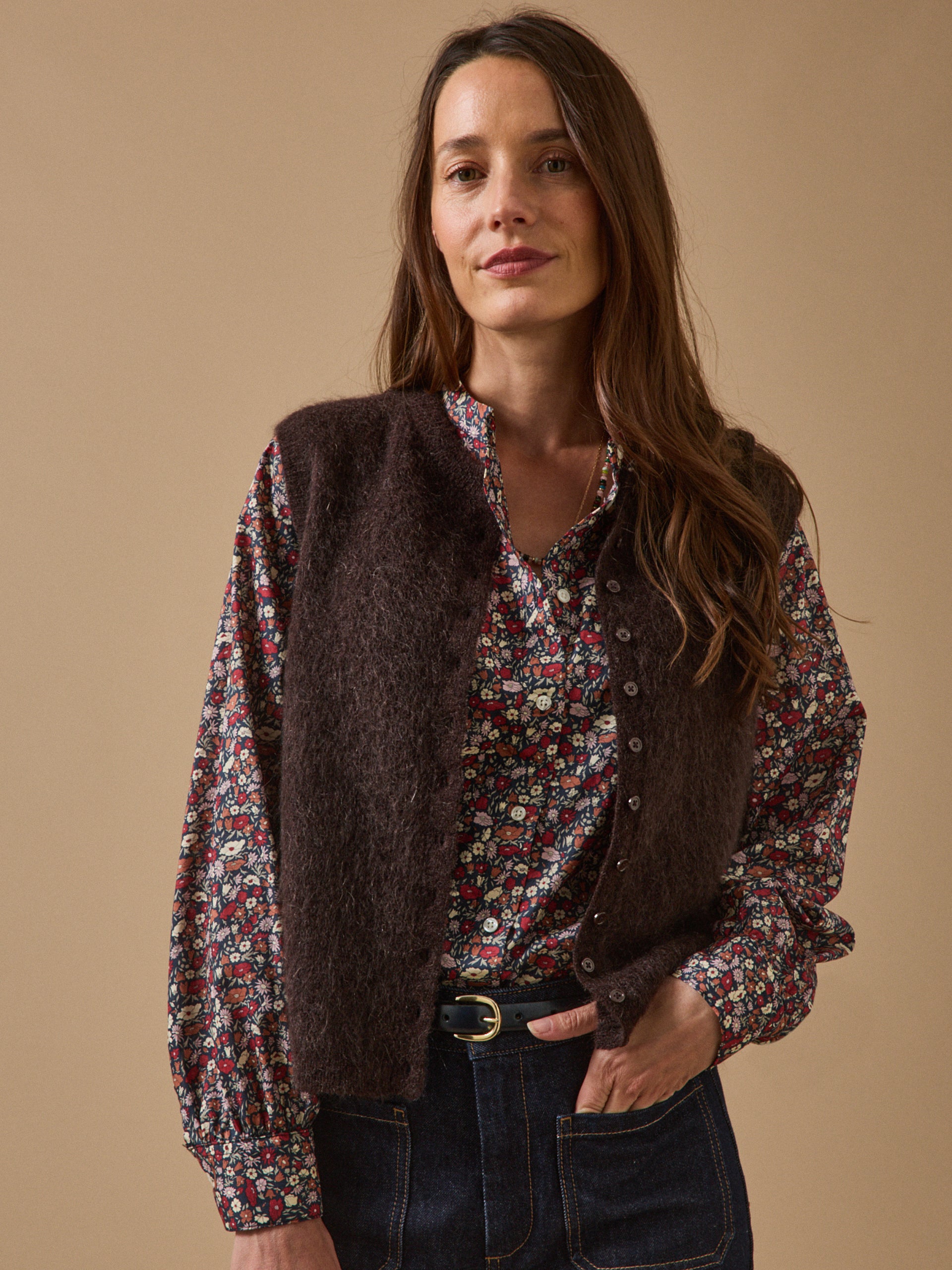 Mouwloos damesvest - wol en mohair