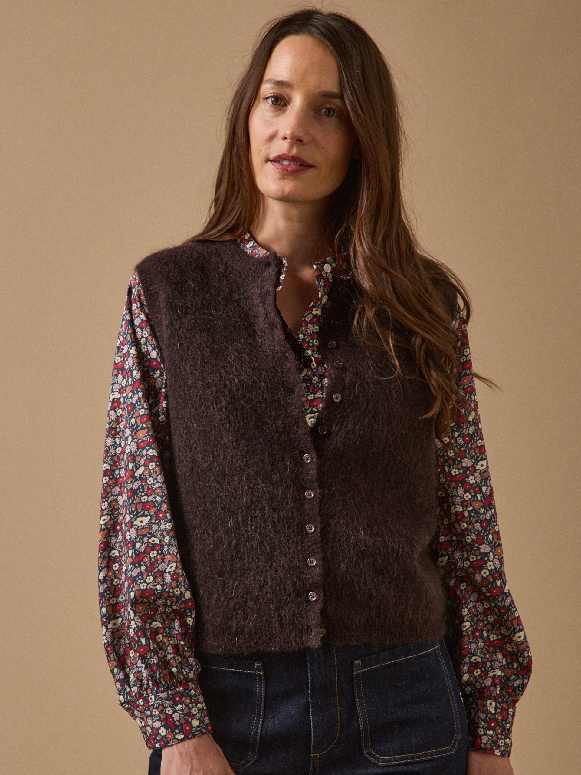 Mouwloos damesvest - wol en mohair