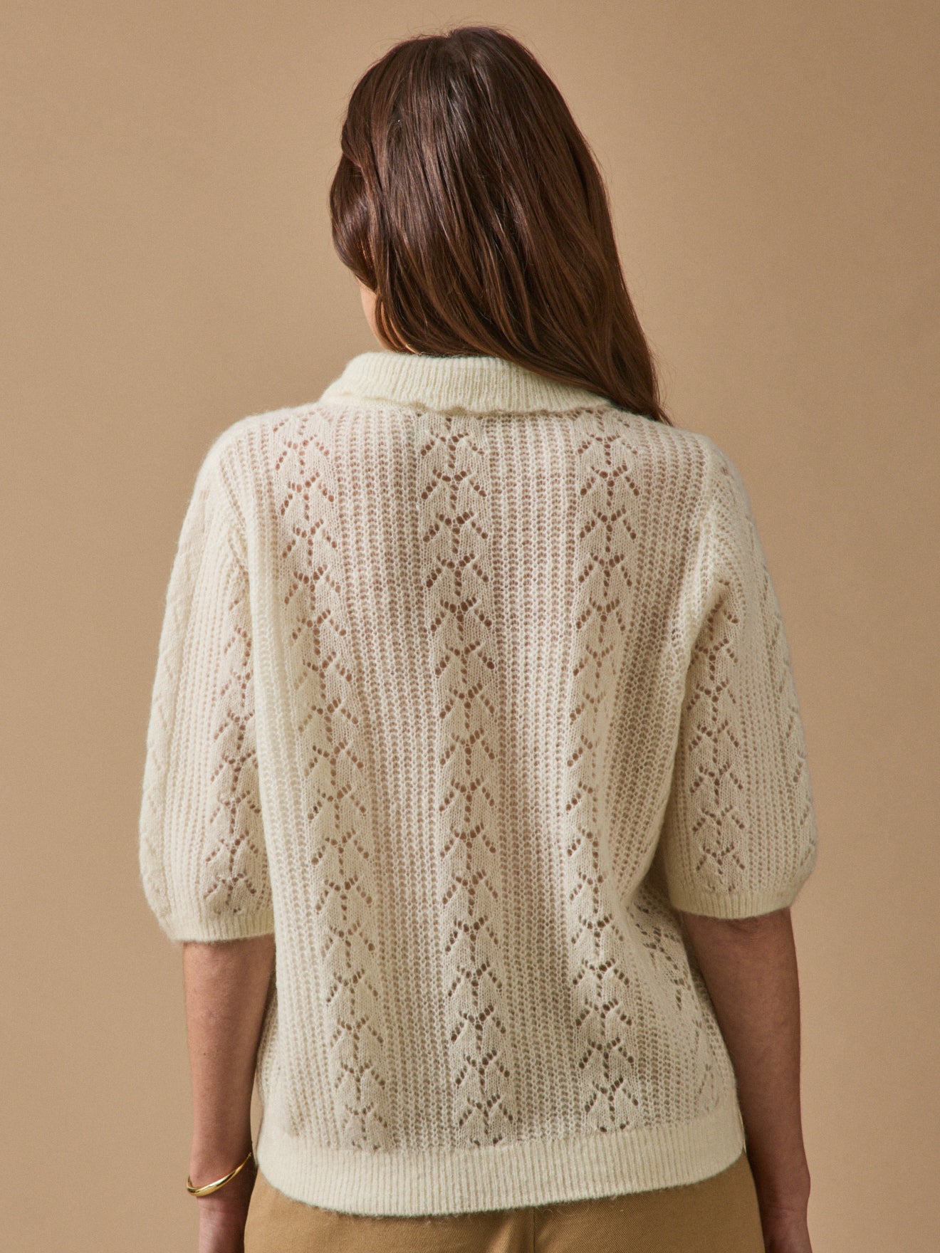 Damesvest met polokraag - wol en mohair